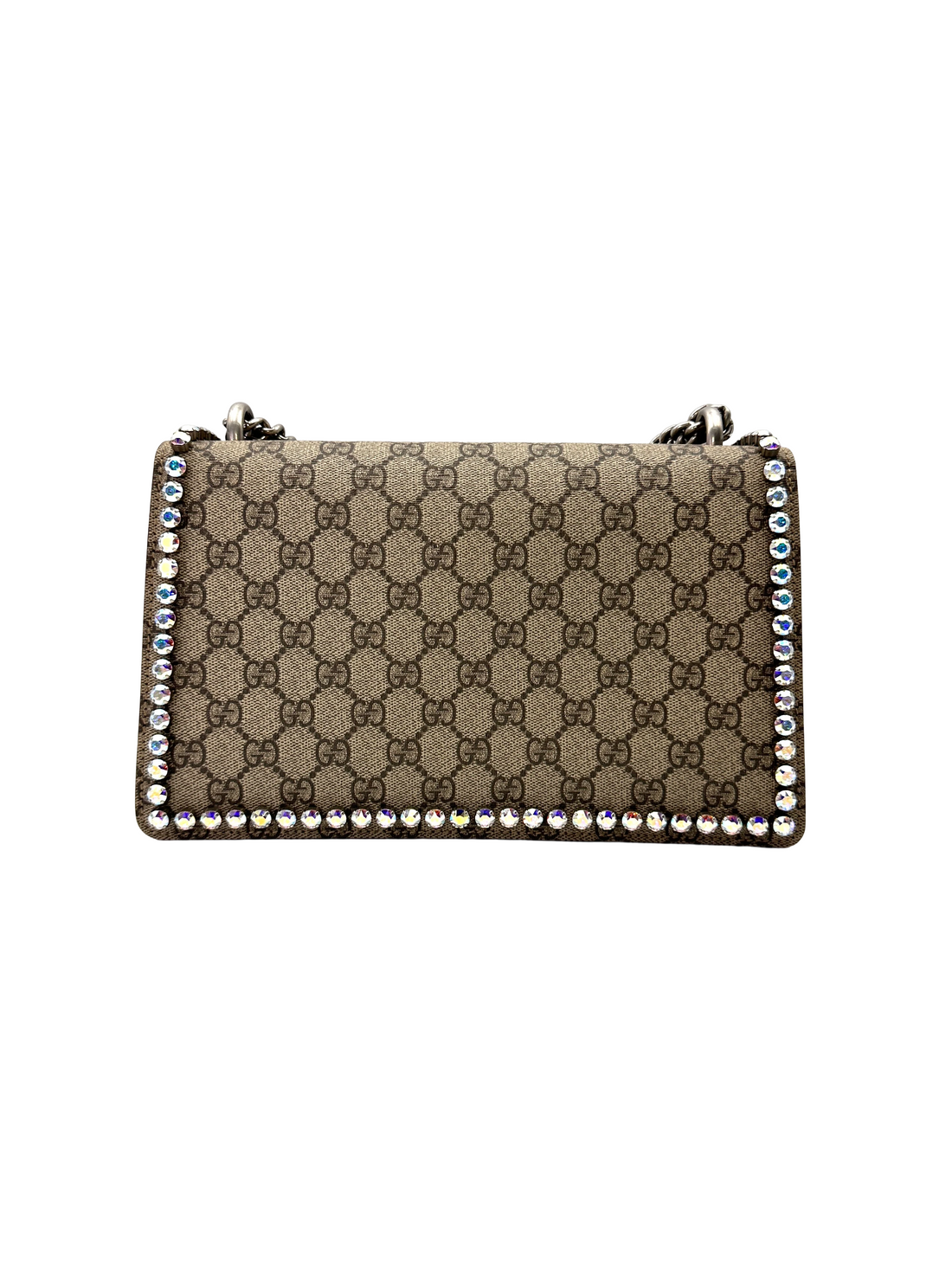 Gucci Dionysus Crystal Embellished GG Supreme Canvas Shoulder Bag With Black Tirm GG1326