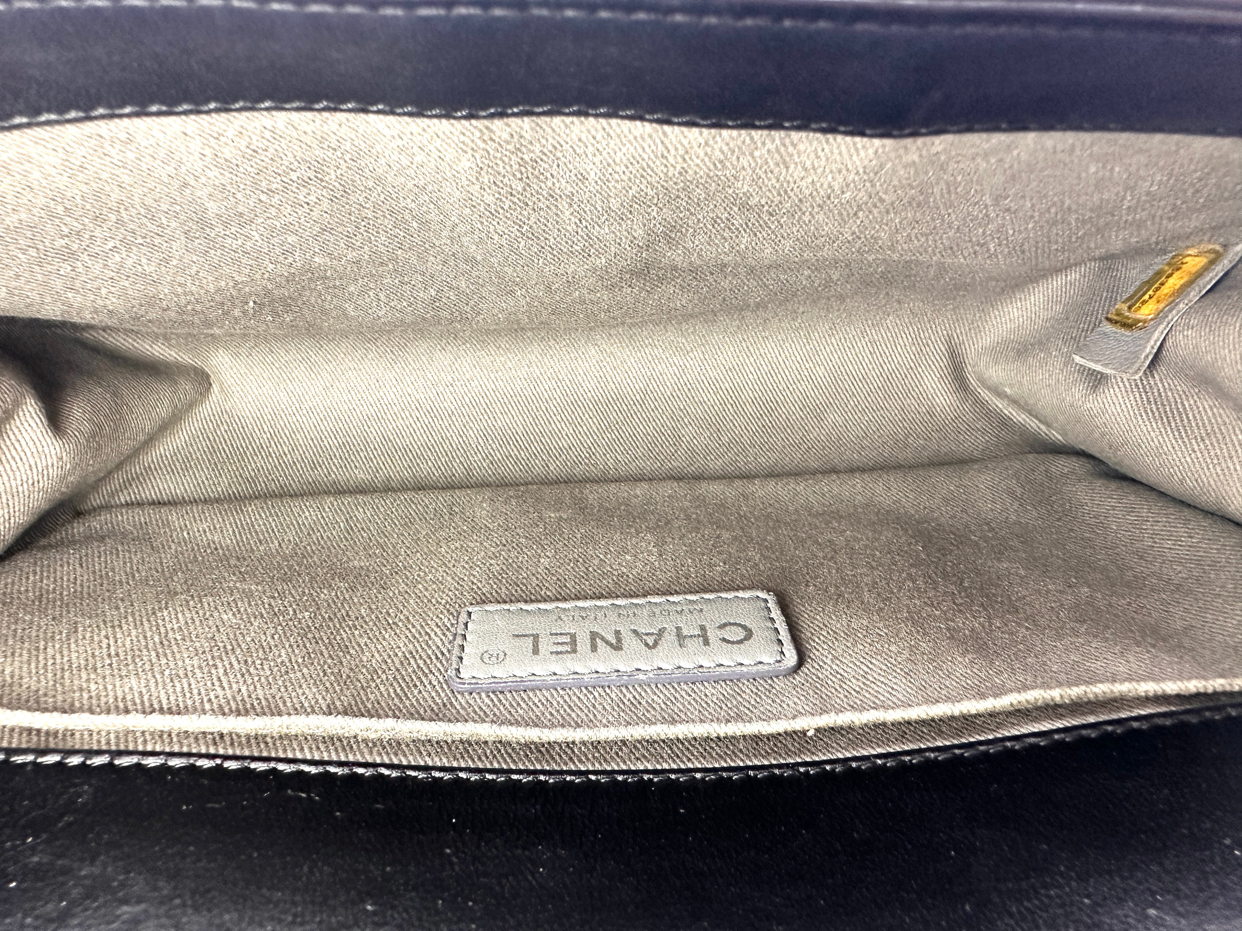 Chanel LeBoy Black Quilted Leather Medium Size Flap Bag With Silver Buckle(15***20) CC2172