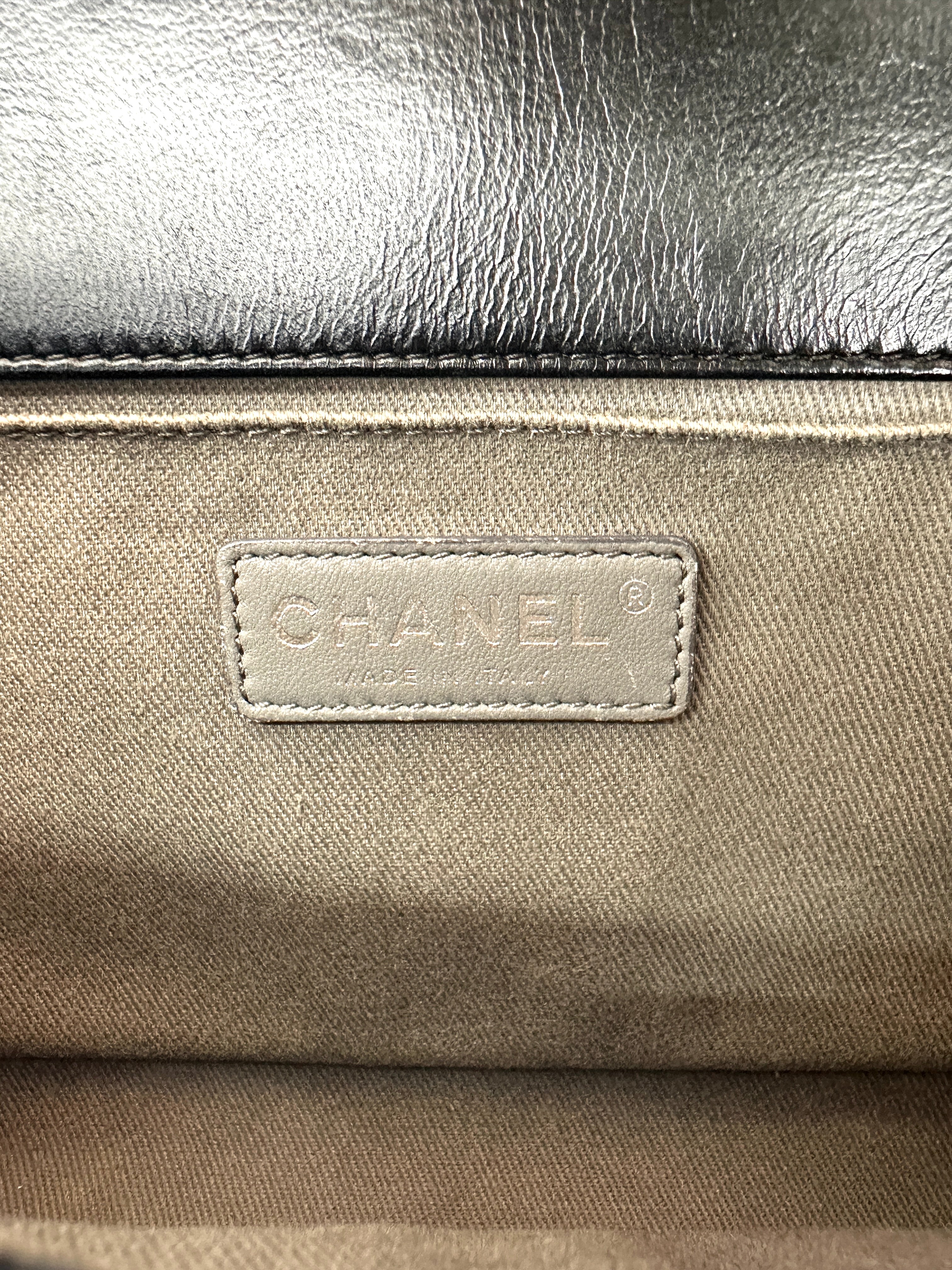 Chanel LeBoy Black Quilted Leather Medium Size Flap Bag With Silver Buckle(15***20) CC2172