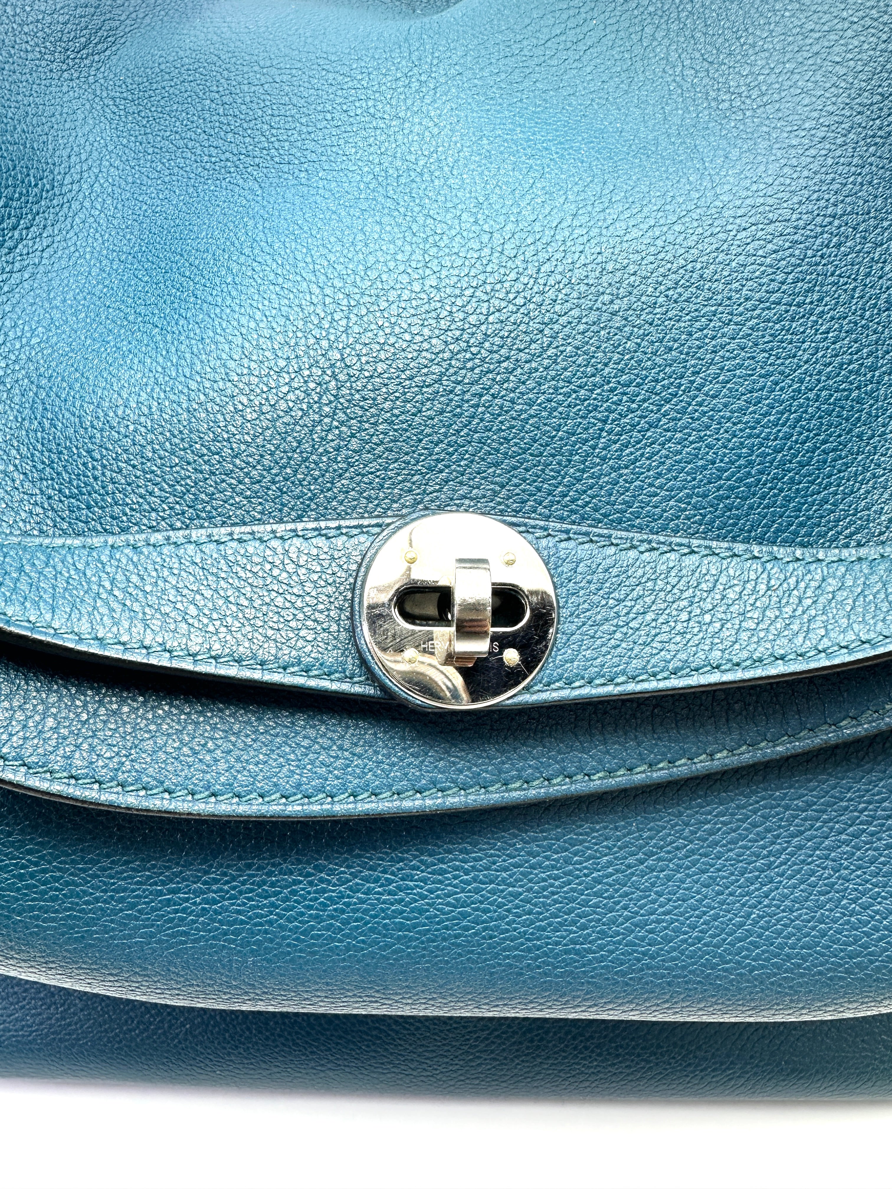 Hermes Lindy34 Blue Leather Handle Bag HR126