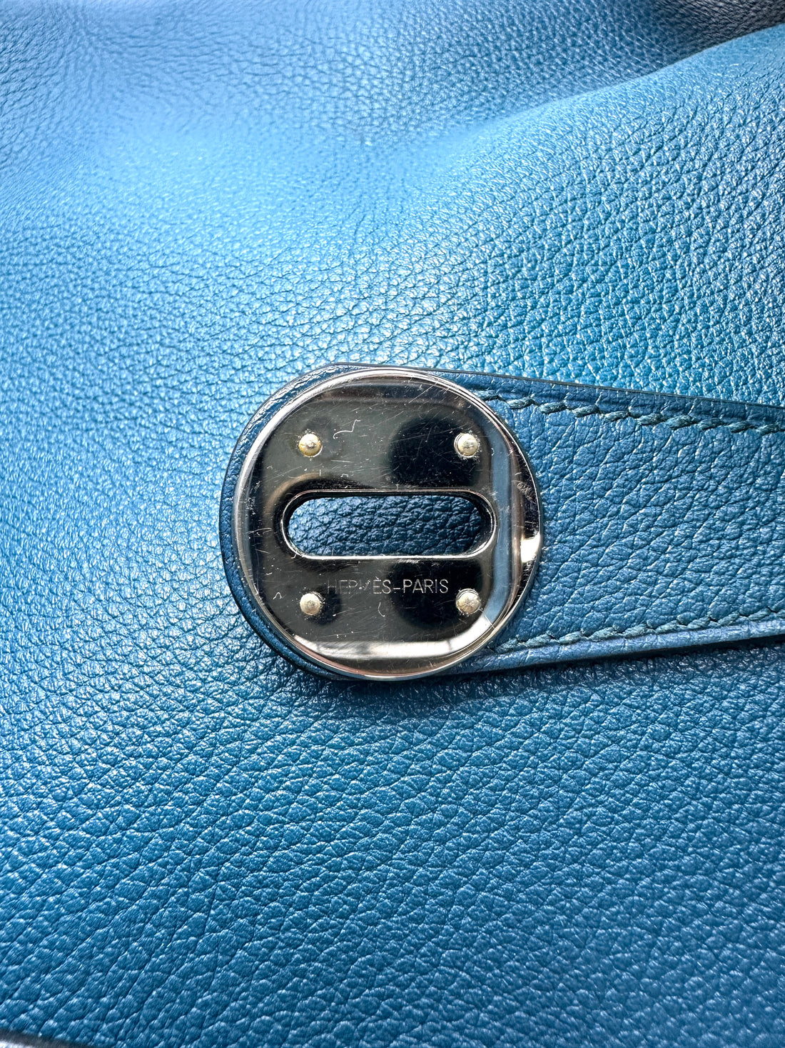 Hermes Lindy34 Blue Leather Handle Bag HR126