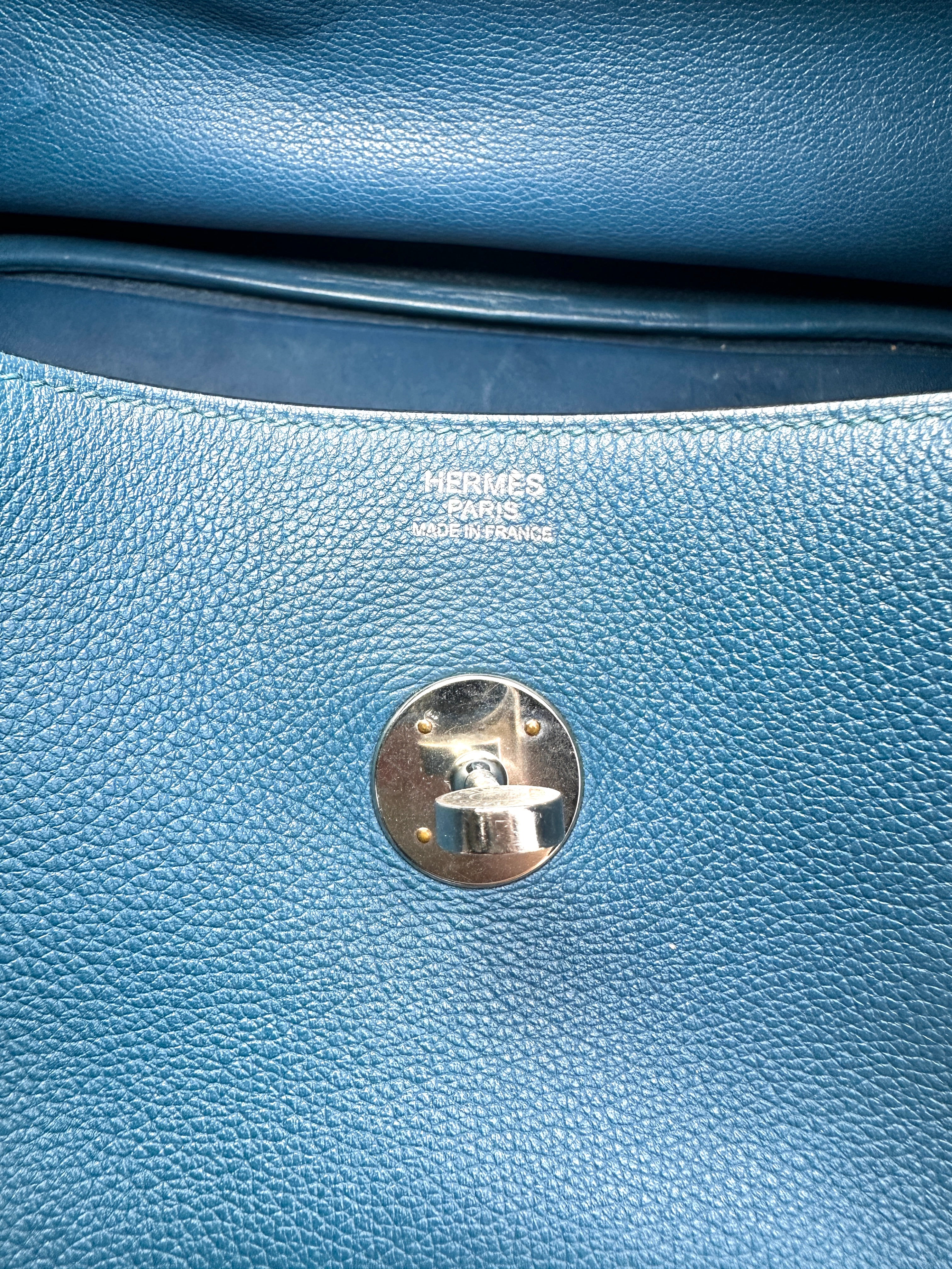 Hermes Lindy34 Blue Leather Handle Bag HR126