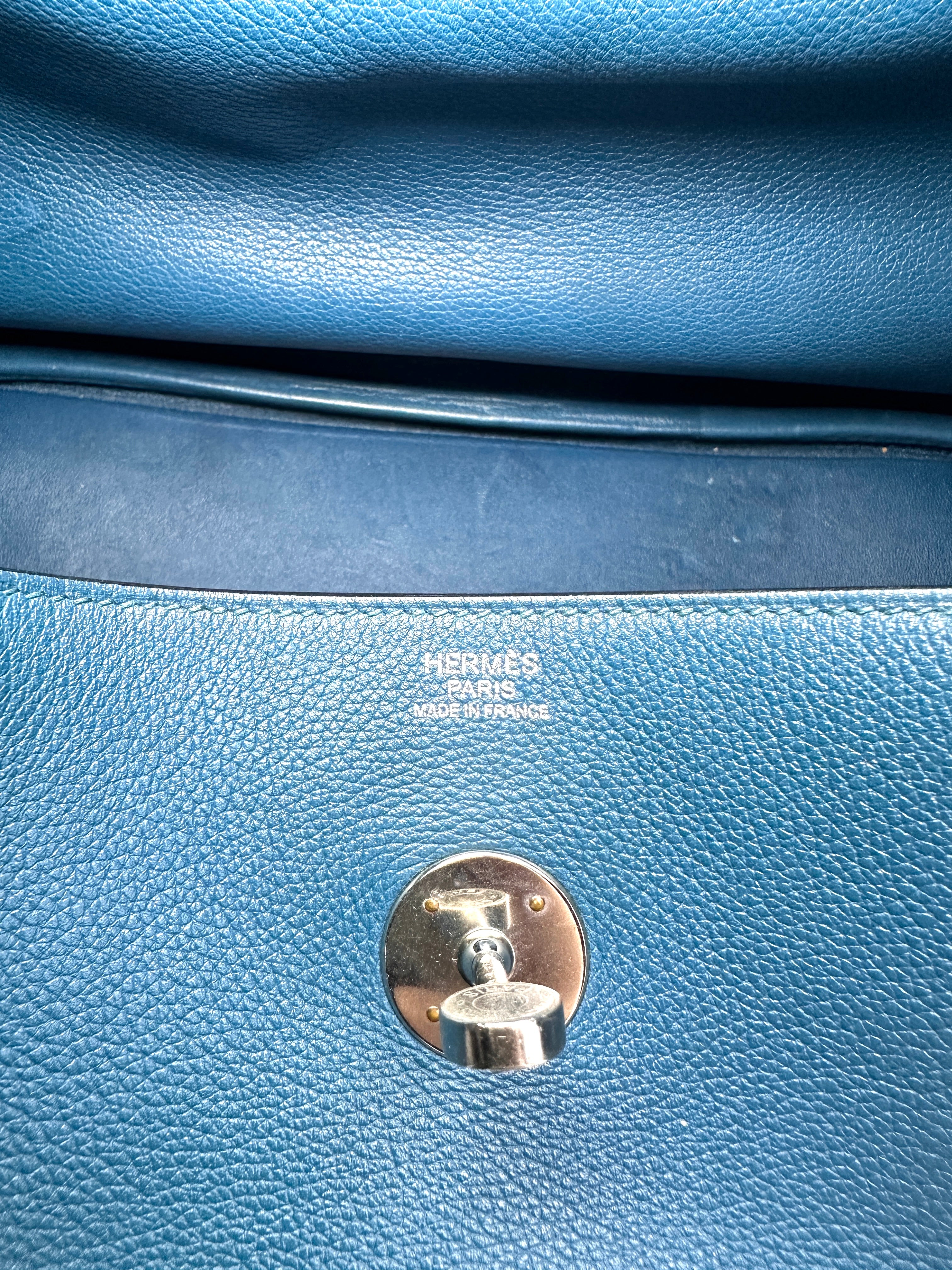 Hermes Lindy34 Blue Leather Handle Bag HR126