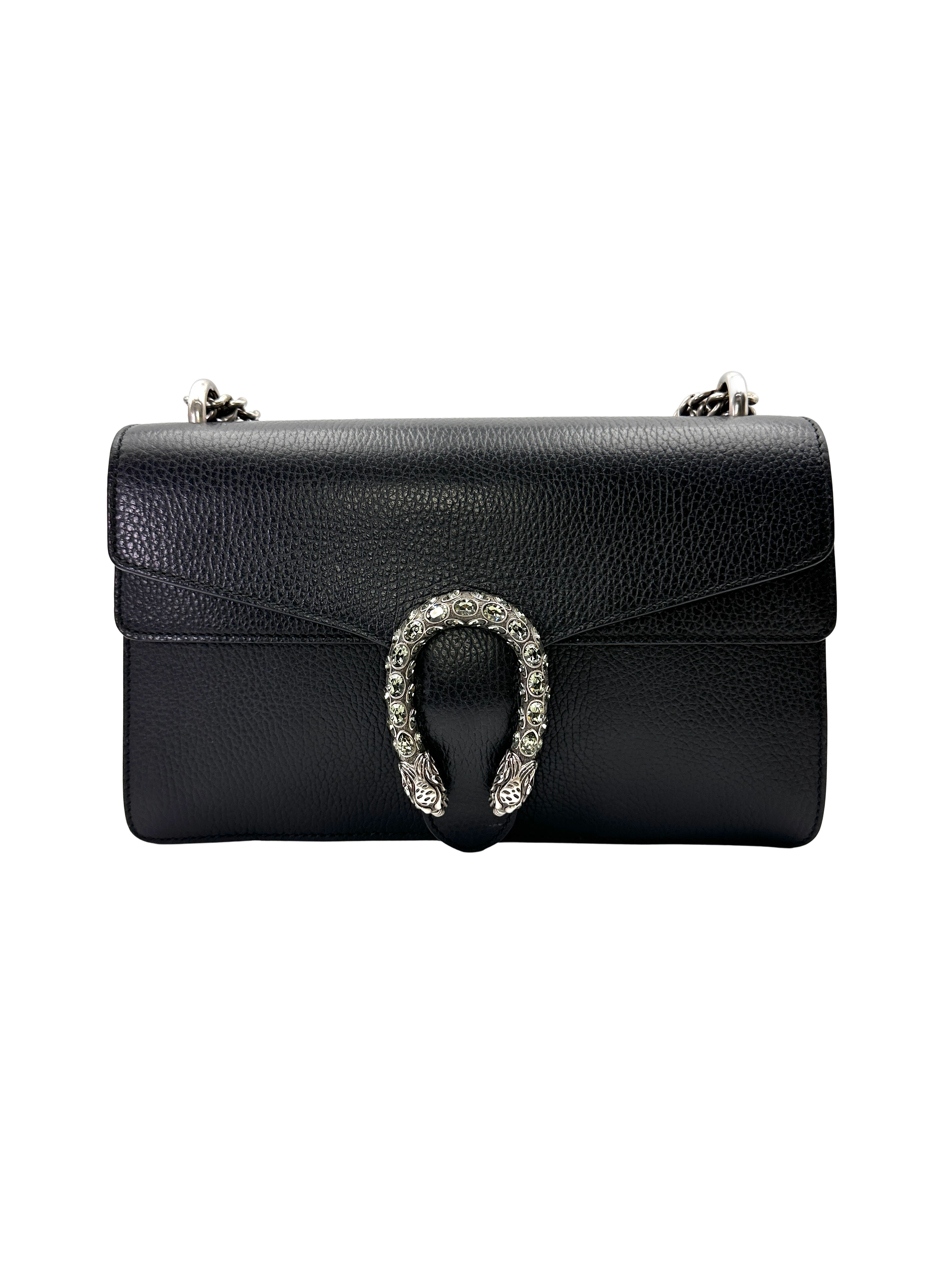 Gucci Dionysus Black Leather Medium Size Shoulder Bag GG1327