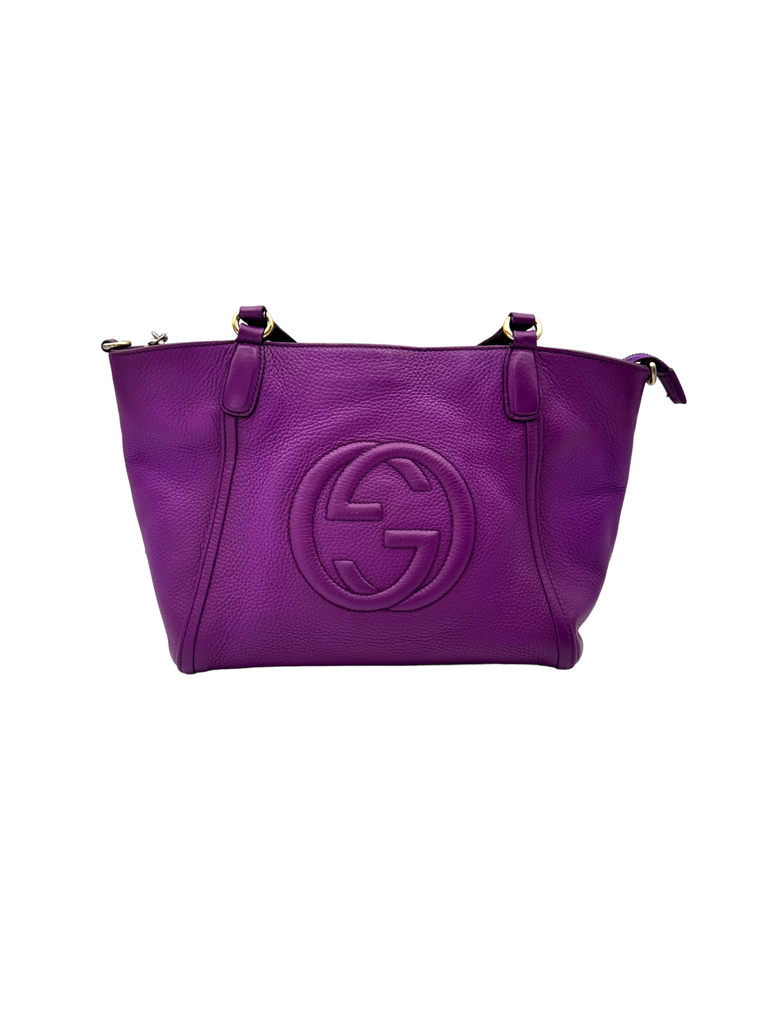 Gucci Soho Purple Leather Tote Handle Bag GG1329