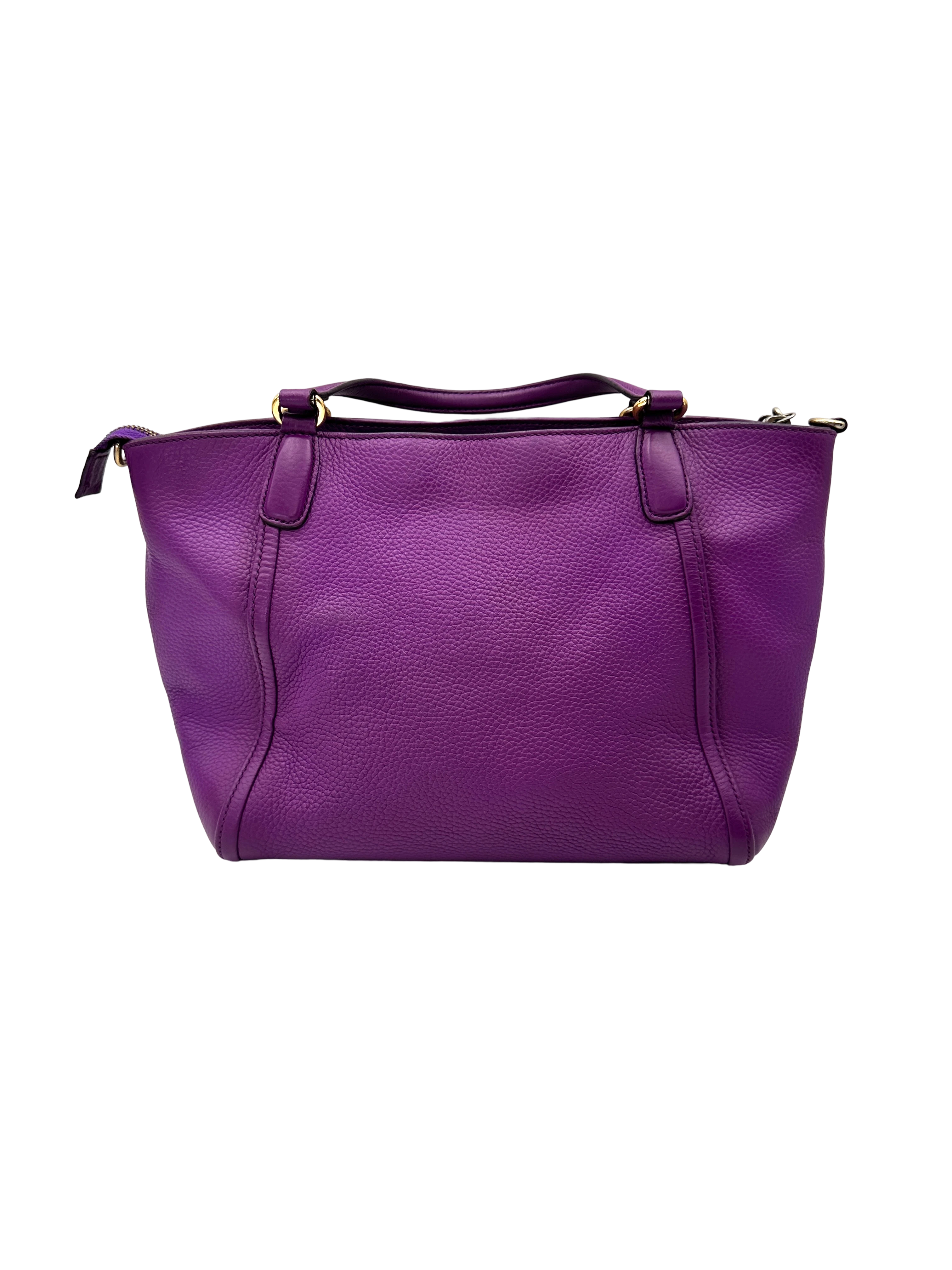 Gucci Soho Purple Leather Tote Handle Bag GG1329