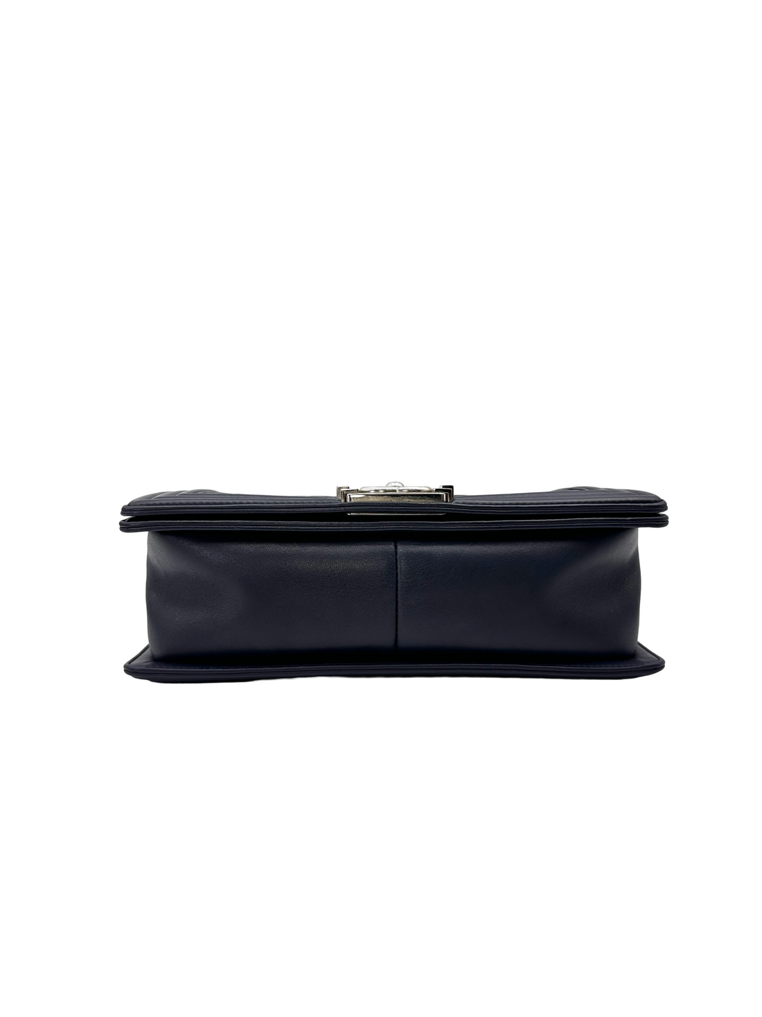 Chanel LeBoy Navy Quilted Leather Flap Bag With Silver Buckle(24***82) CC2173