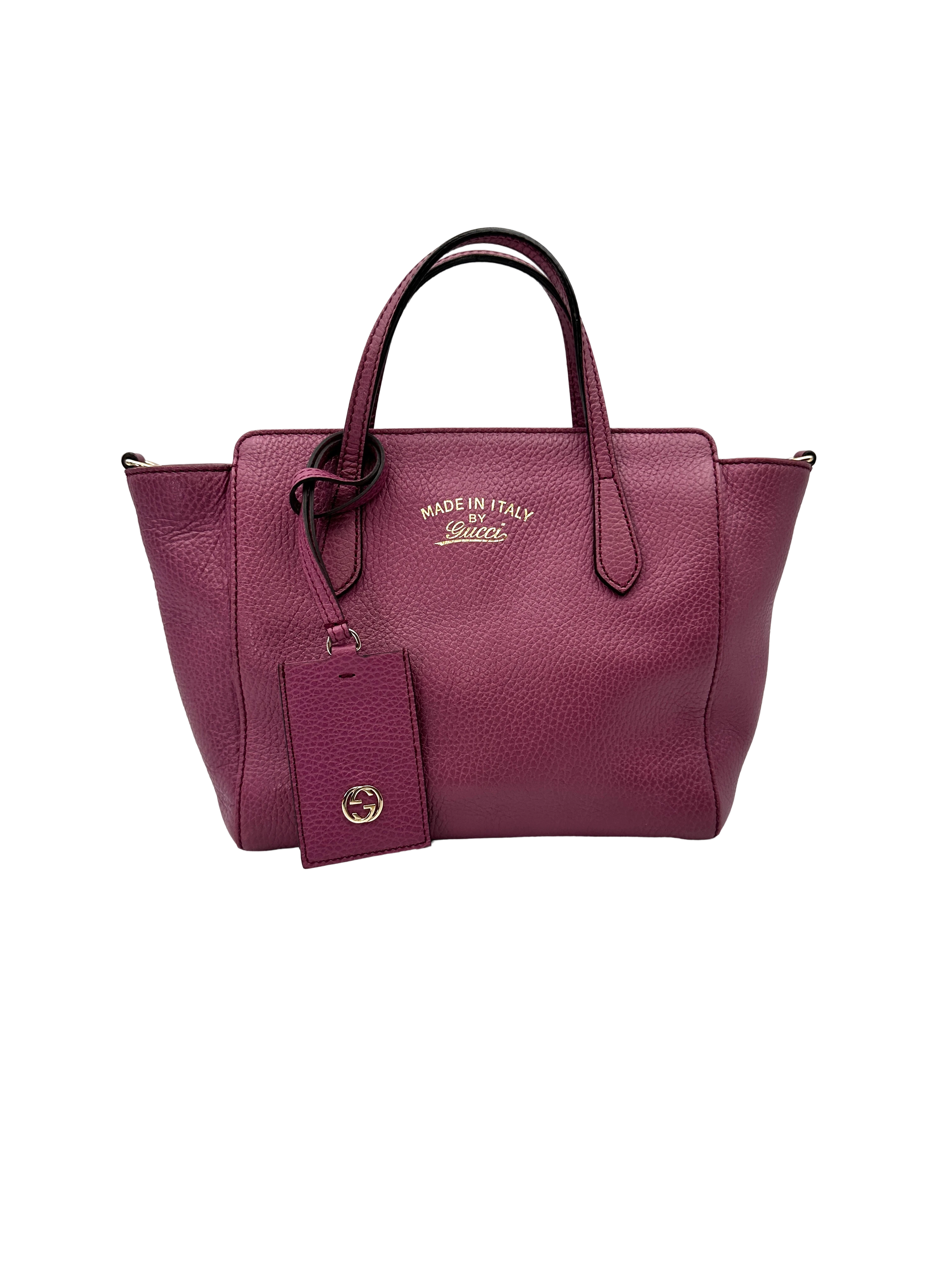 Gucci Swings Dark Red Leather Handle Bag GG1328