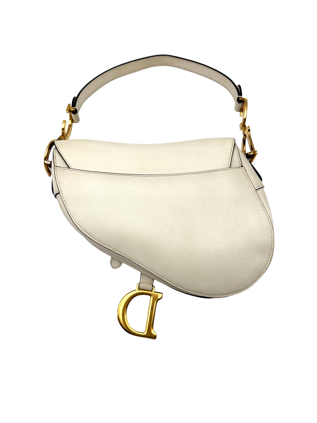 Christian Dior White Leather Medium Size Saddle Bag DR802