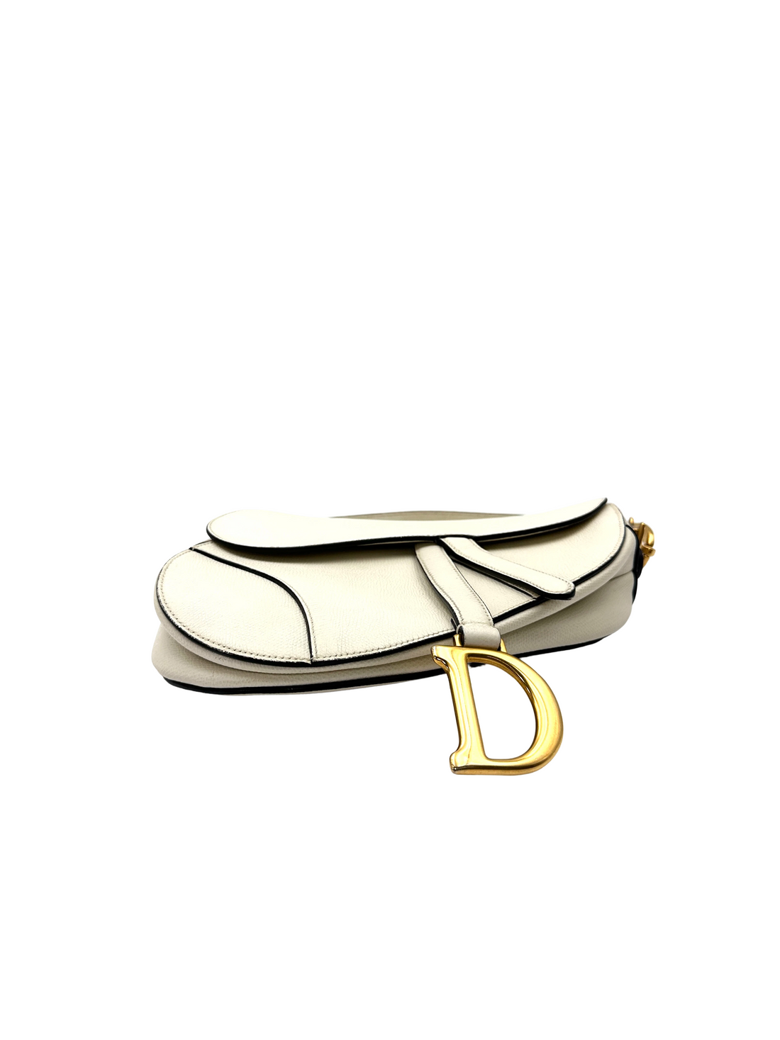 Christian Dior White Leather Medium Size Saddle Bag DR802