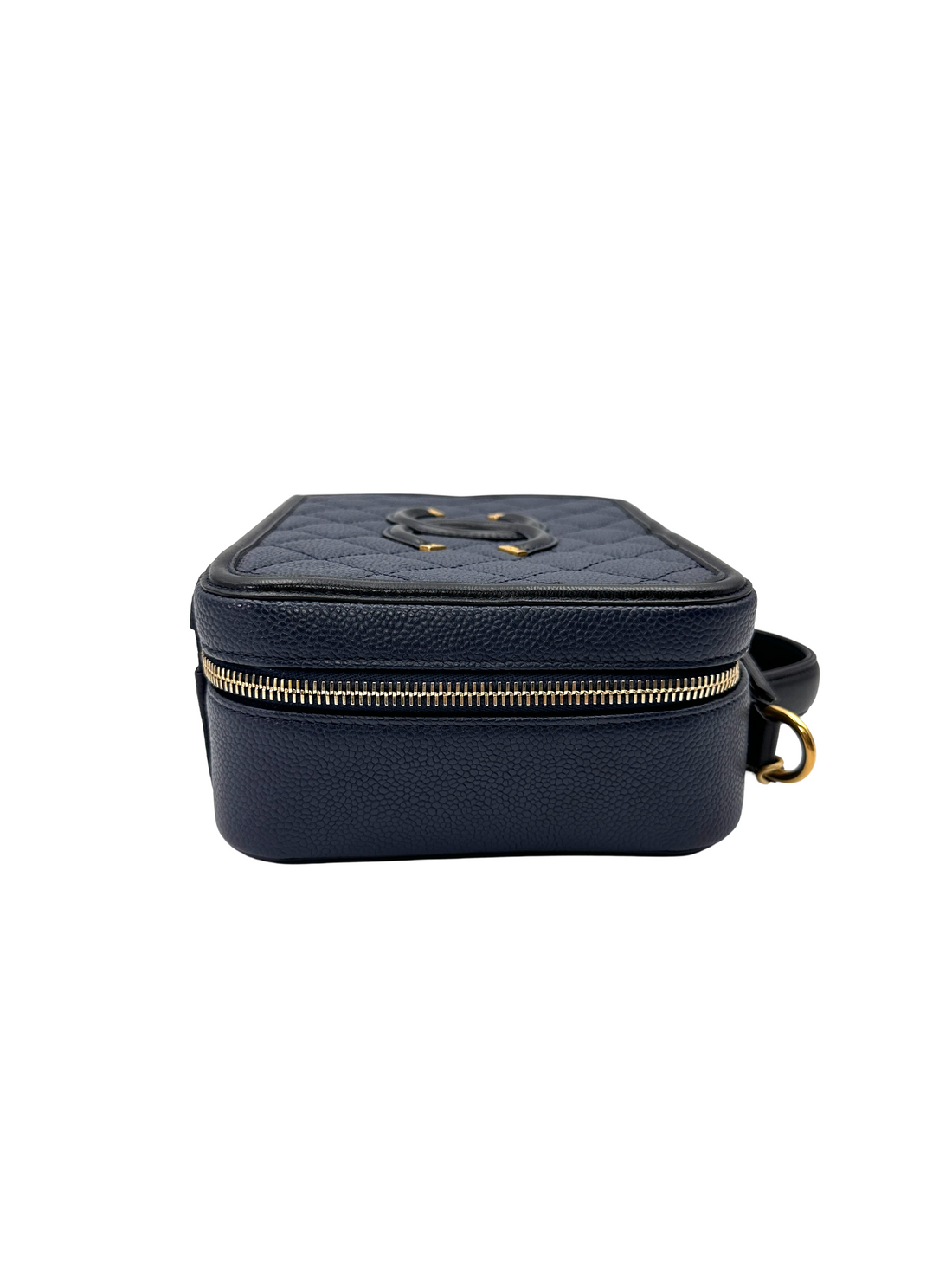 Chanel CC Filigree Navy Quilted Leather Top Handle Vanity Case(23***26) CC2174