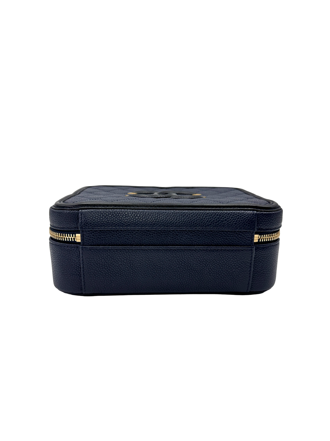 Chanel CC Filigree Navy Quilted Leather Top Handle Vanity Case(23***26) CC2174
