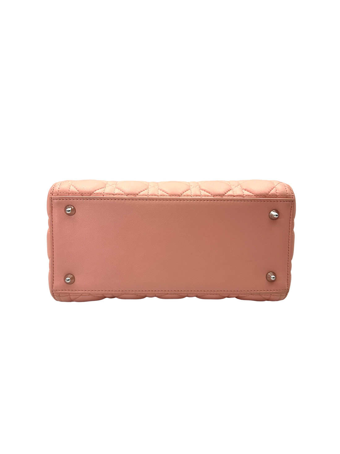 Christian Dior Lady Dior Pink Cannage Leather Handle Bag With Silver Charms DR803