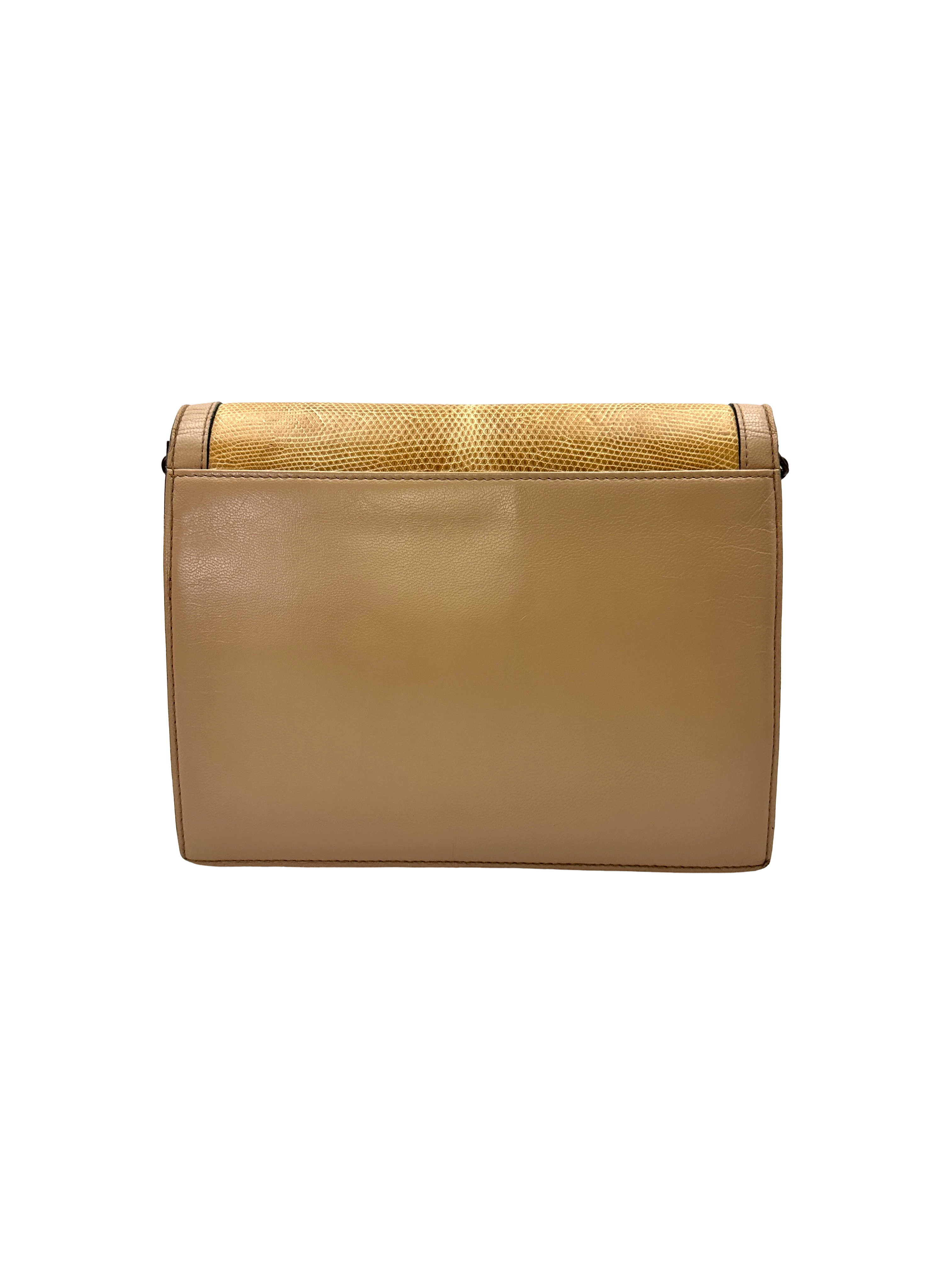 Saint Laurent Yves Cassandra Beige Lizard Embossed Leather Shoulder Bag SL262