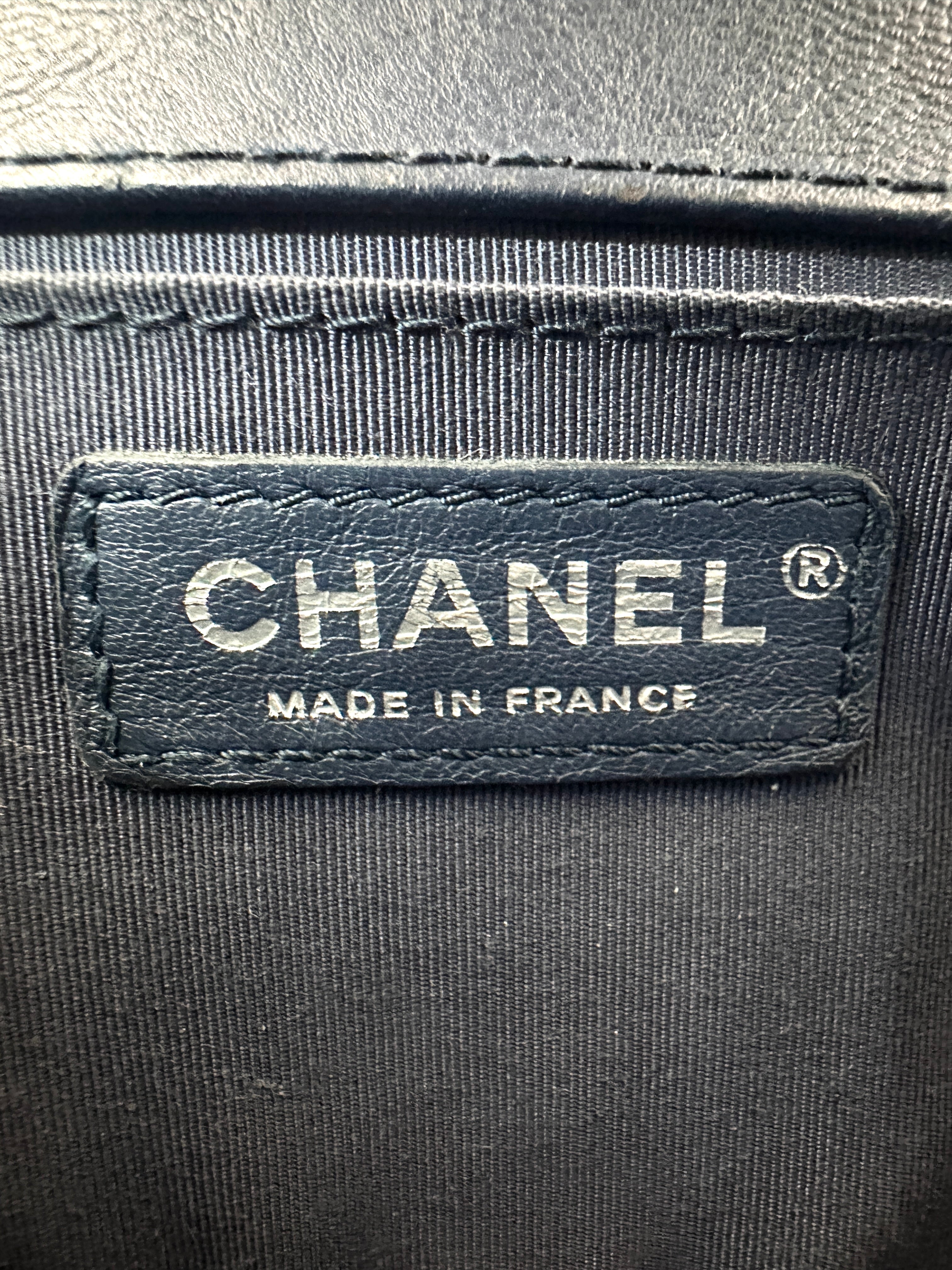 Chanel LeBoy Blue Quilted Leather Medium Size Top Handle Flap Bag With Silver Buckle(23***76)  CC2176