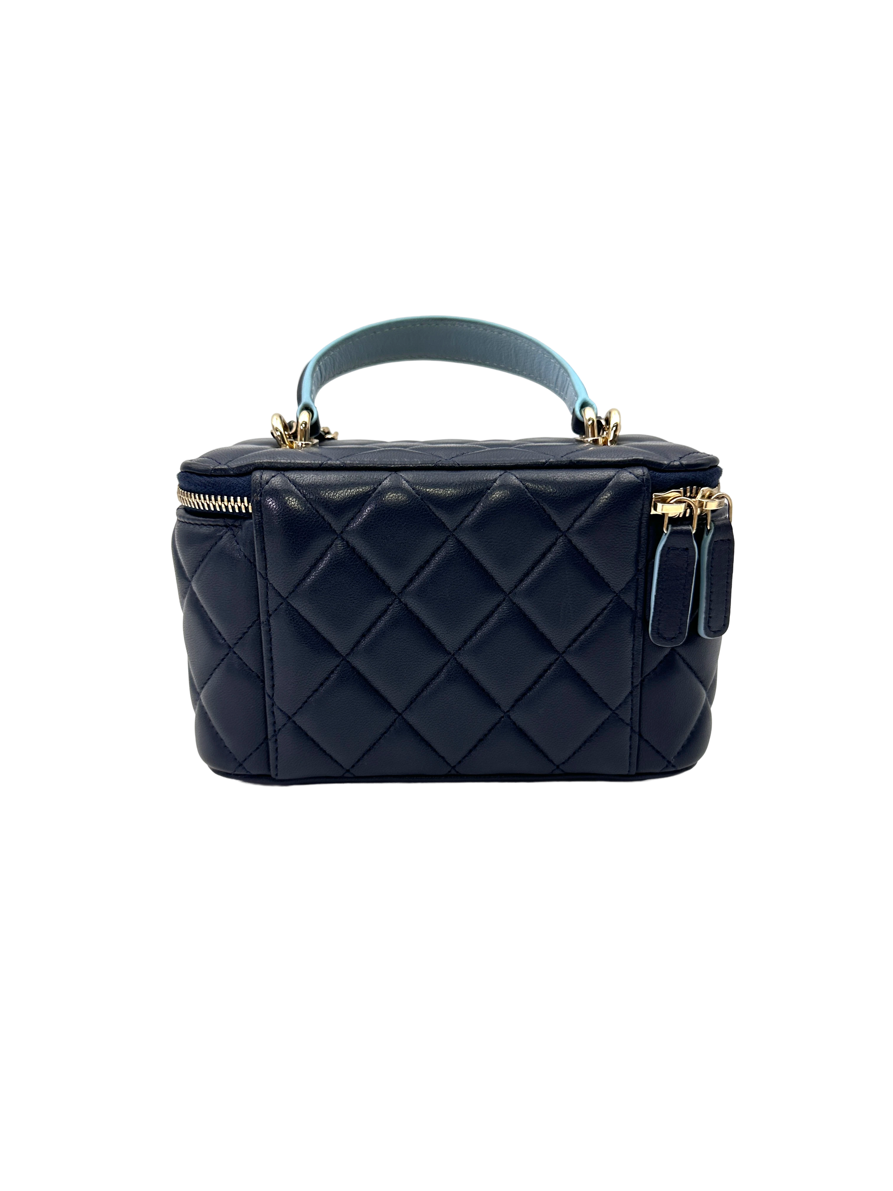 Chanel Navy Quilted Lambskin Top Handle Vanity Case(LT***CH) CC2177