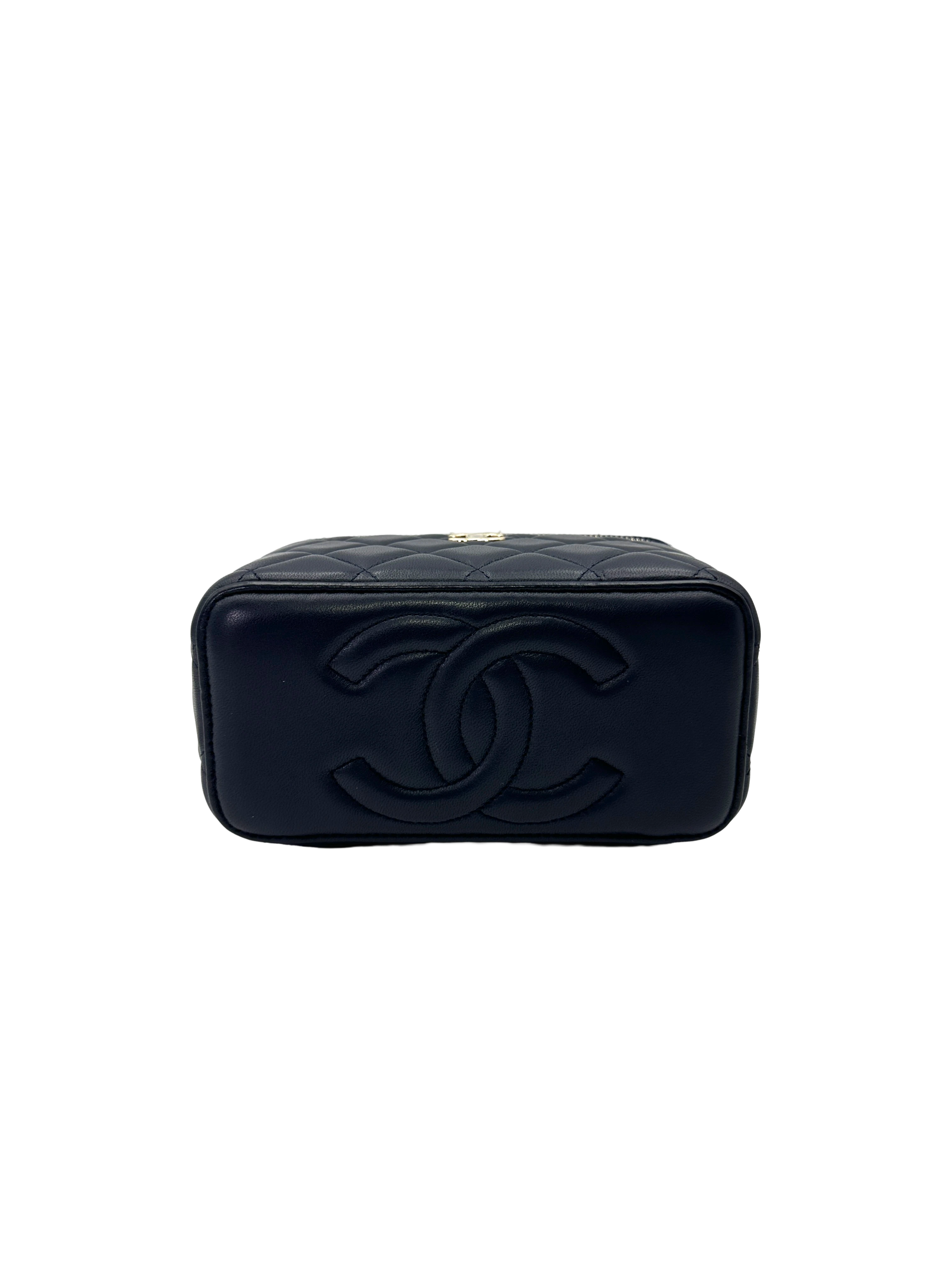 Chanel Navy Quilted Lambskin Top Handle Vanity Case(LT***CH) CC2177