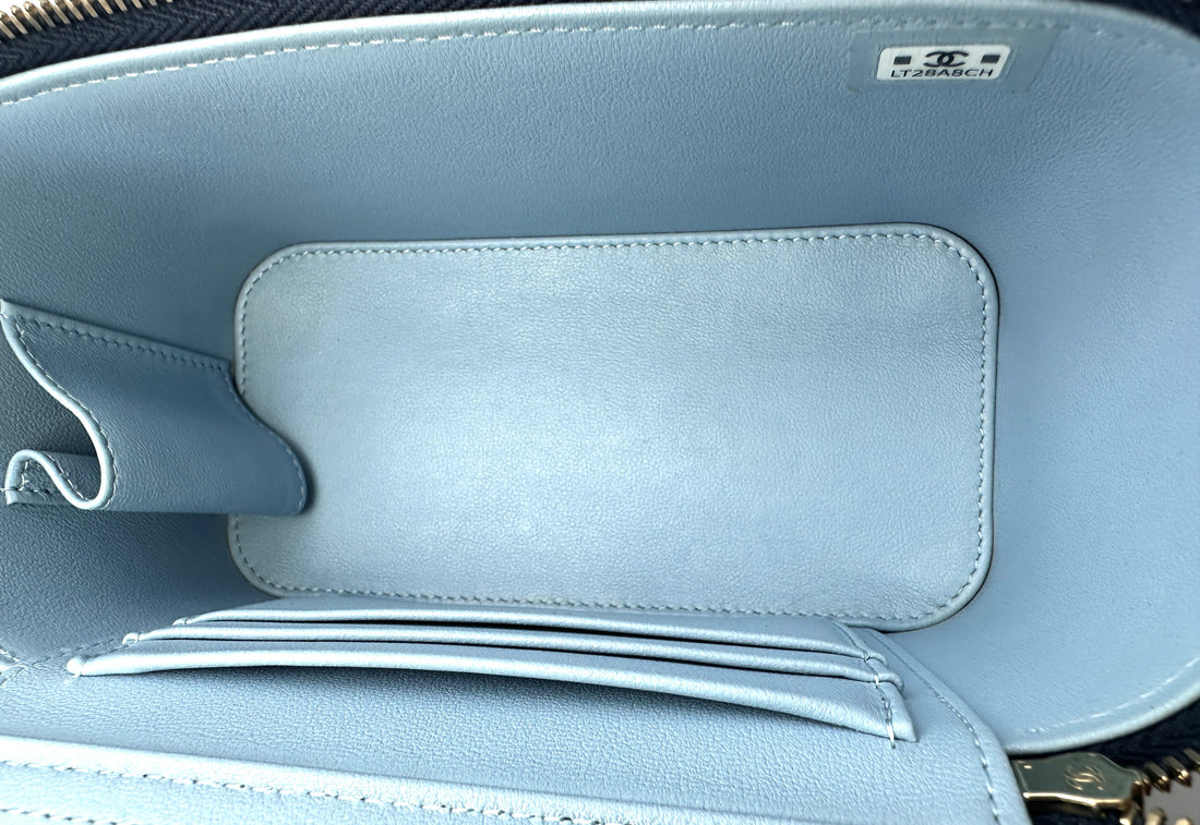 Chanel Navy Quilted Lambskin Top Handle Vanity Case(LT***CH) CC2177