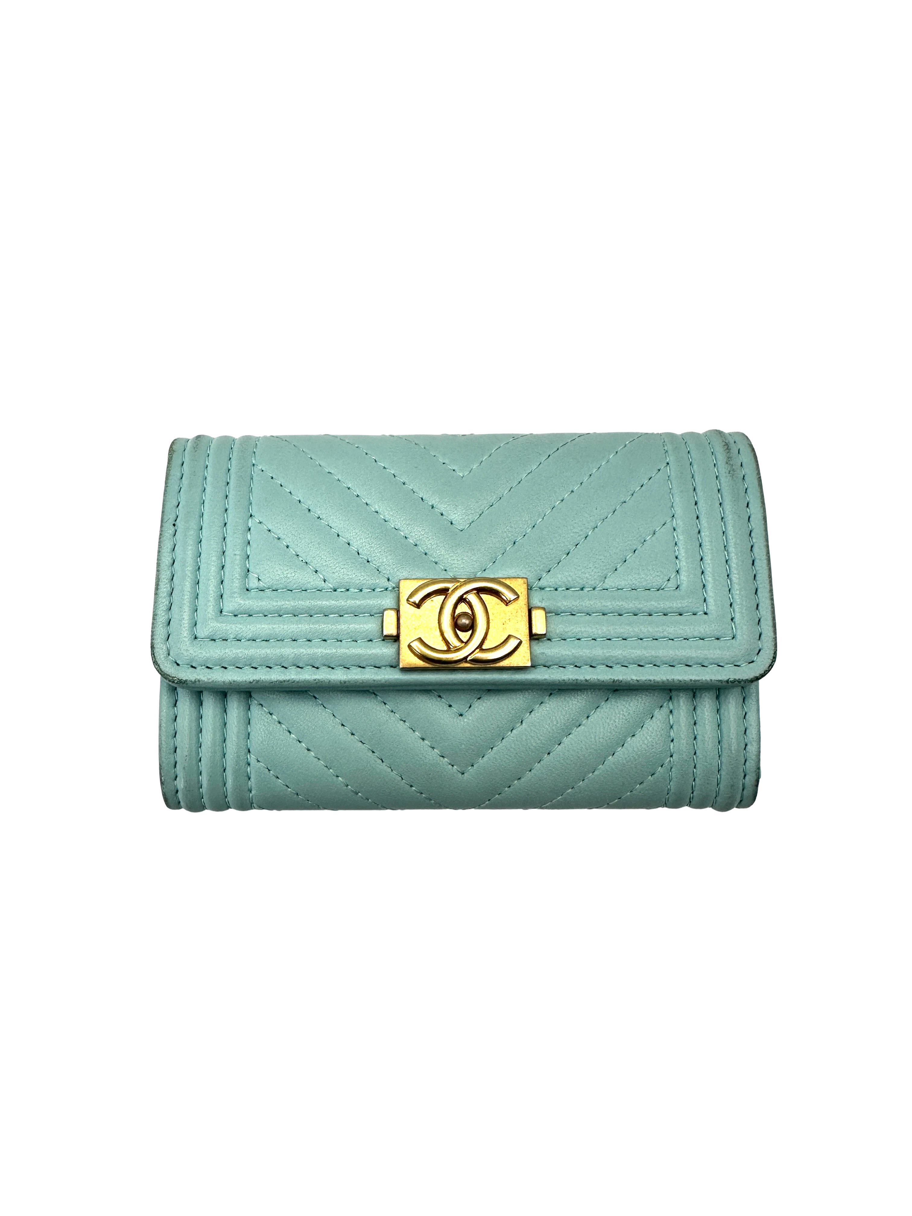 Chanel LeBoy Blue Chevron Quilted Leather Long Wallet(26***84) CC2179