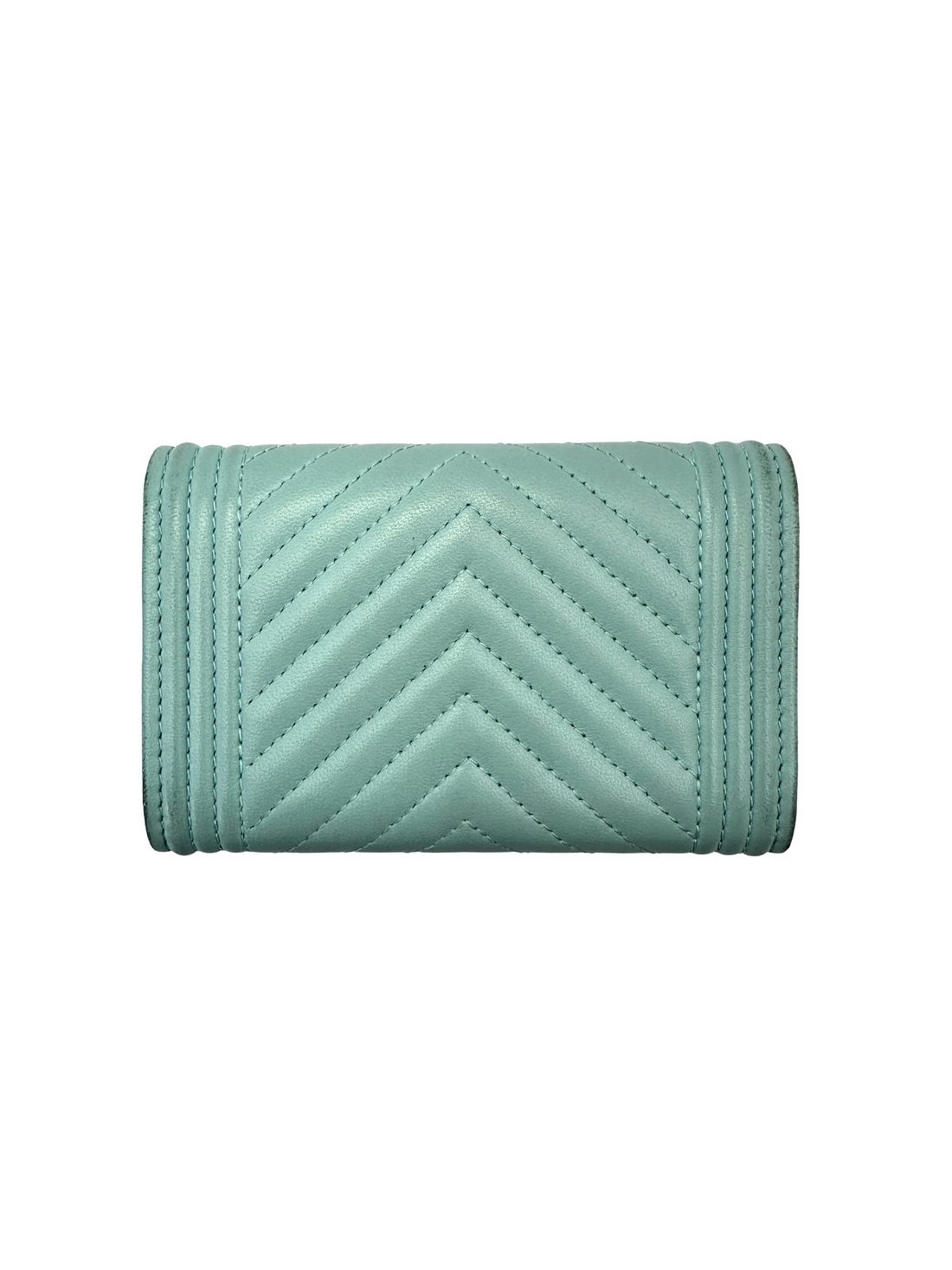 Chanel LeBoy Blue Chevron Quilted Leather Long Wallet(26***84) CC2179