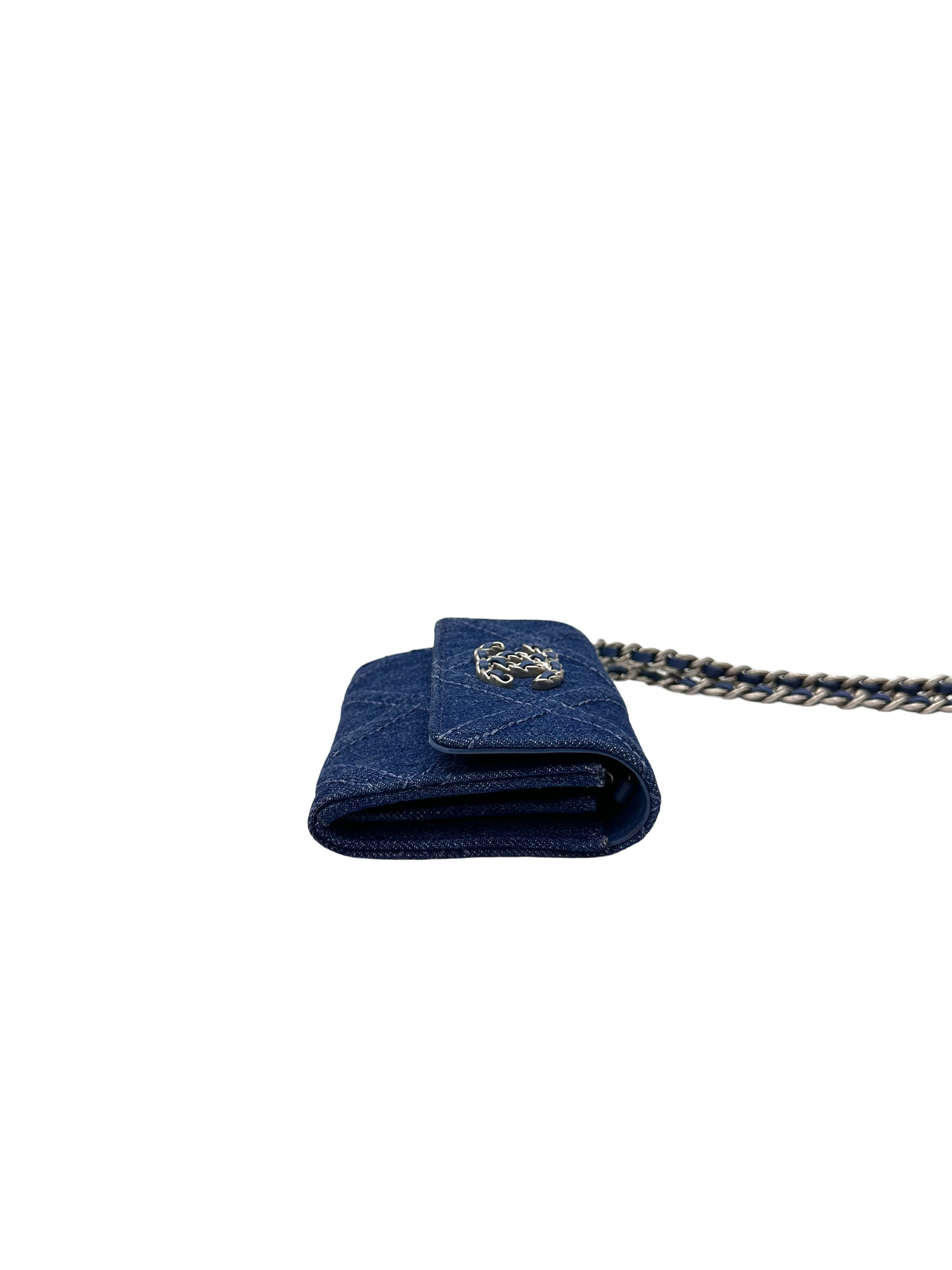 Chanel 19 Blue Denim Quilted Leather Wallet On Chain(31***53) CC2180
