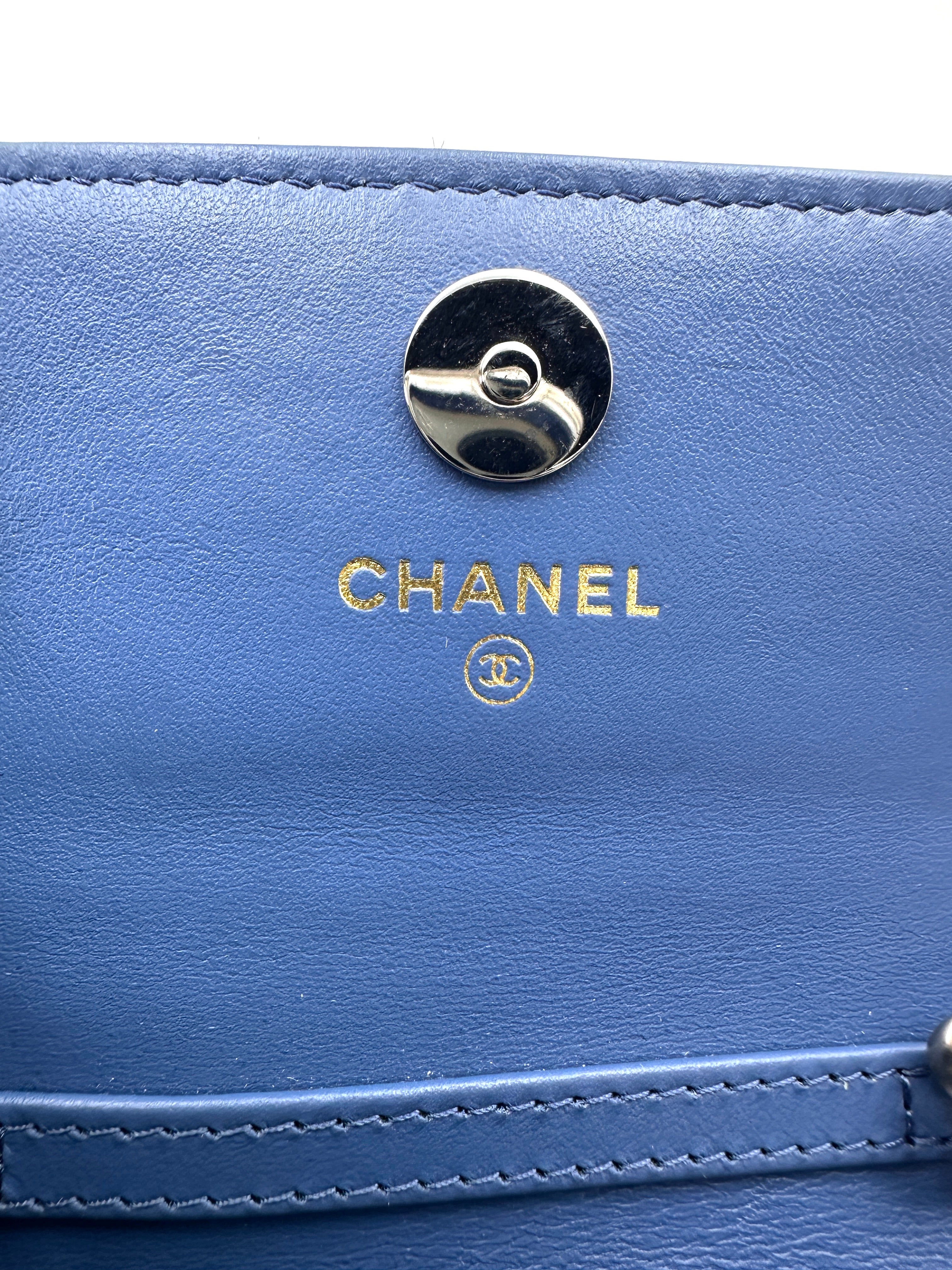 Chanel 19 Blue Denim Quilted Leather Wallet On Chain(31***53) CC2180