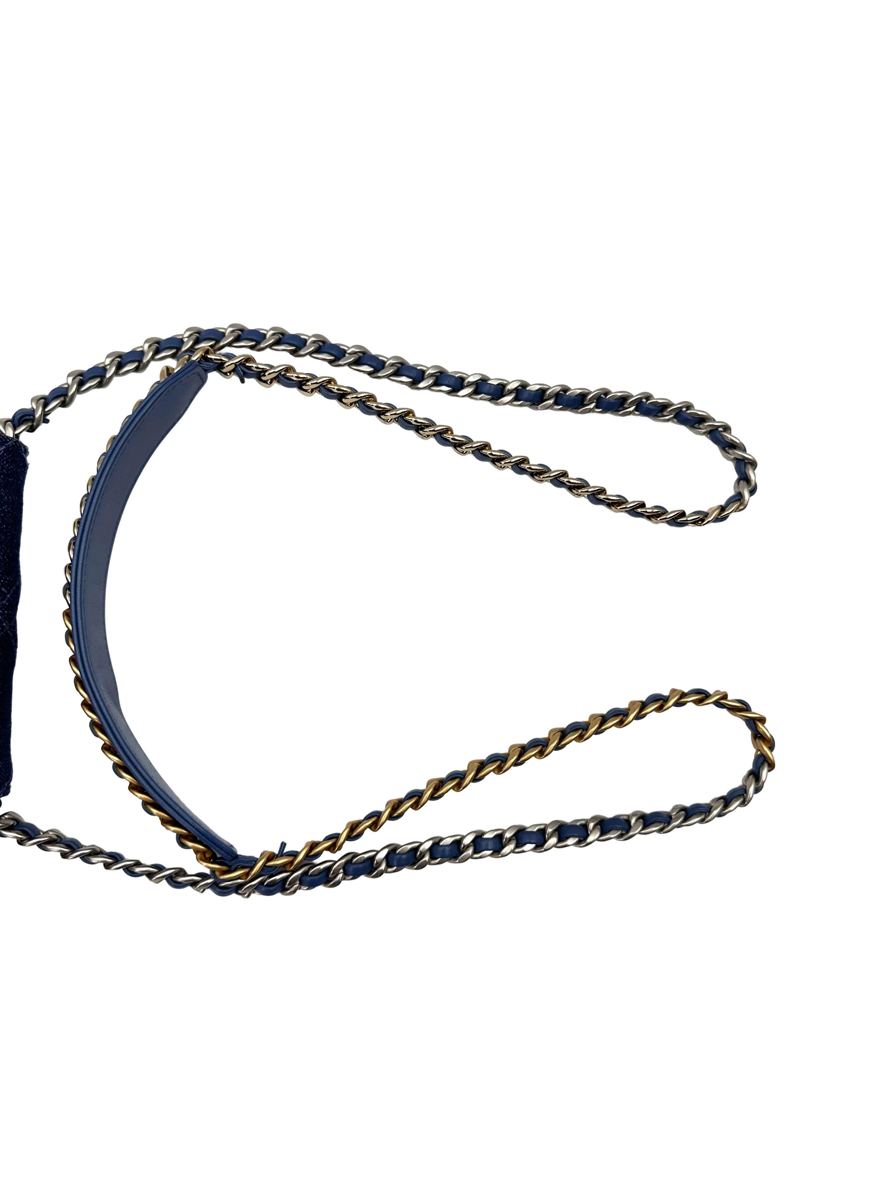 Chanel 19 Blue Denim Quilted Leather Wallet On Chain(31***53) CC2180