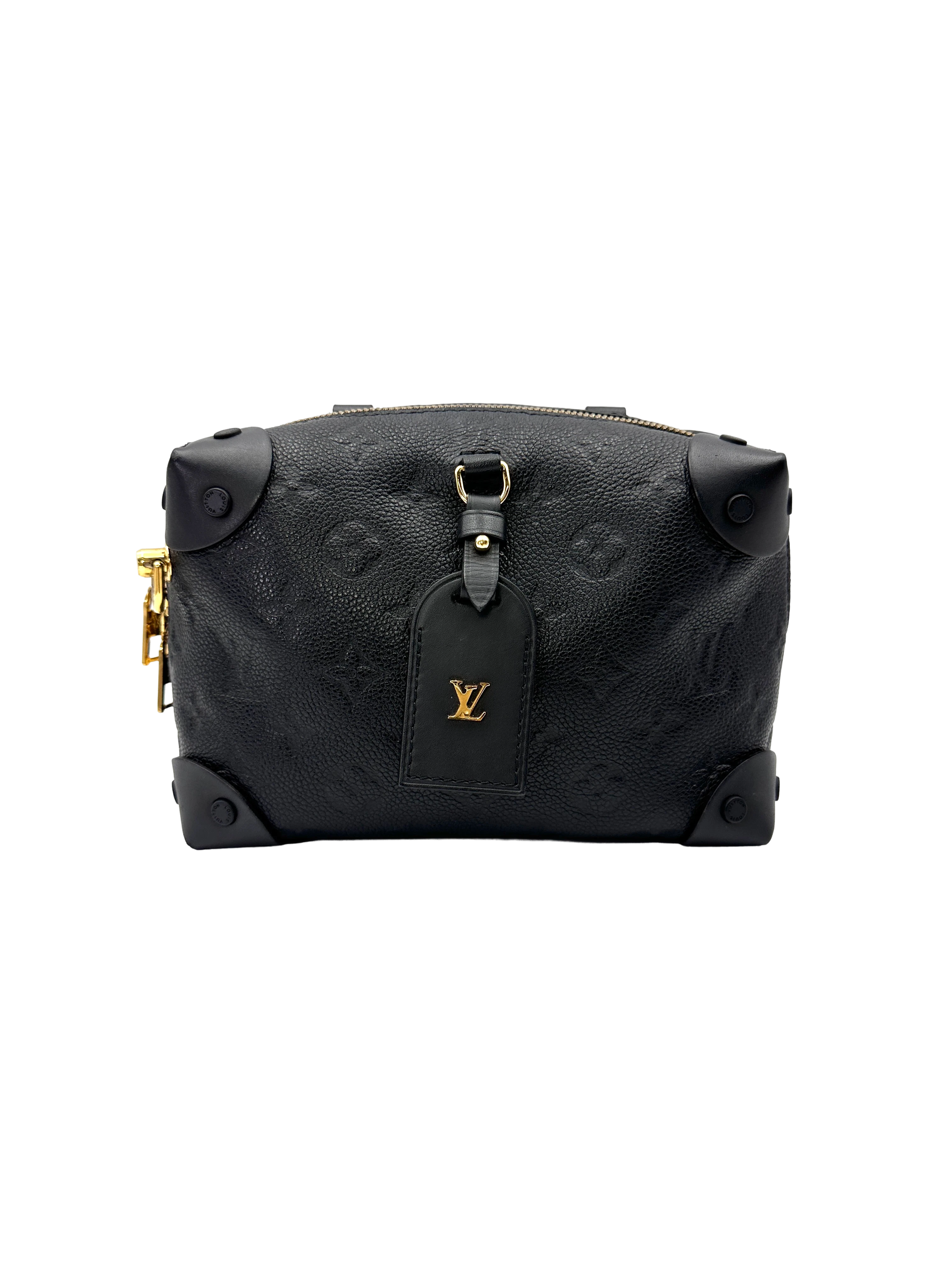 Louis Vuitton Petite Malle Souple Black Monogram Empreinte Handle Bag LV3038