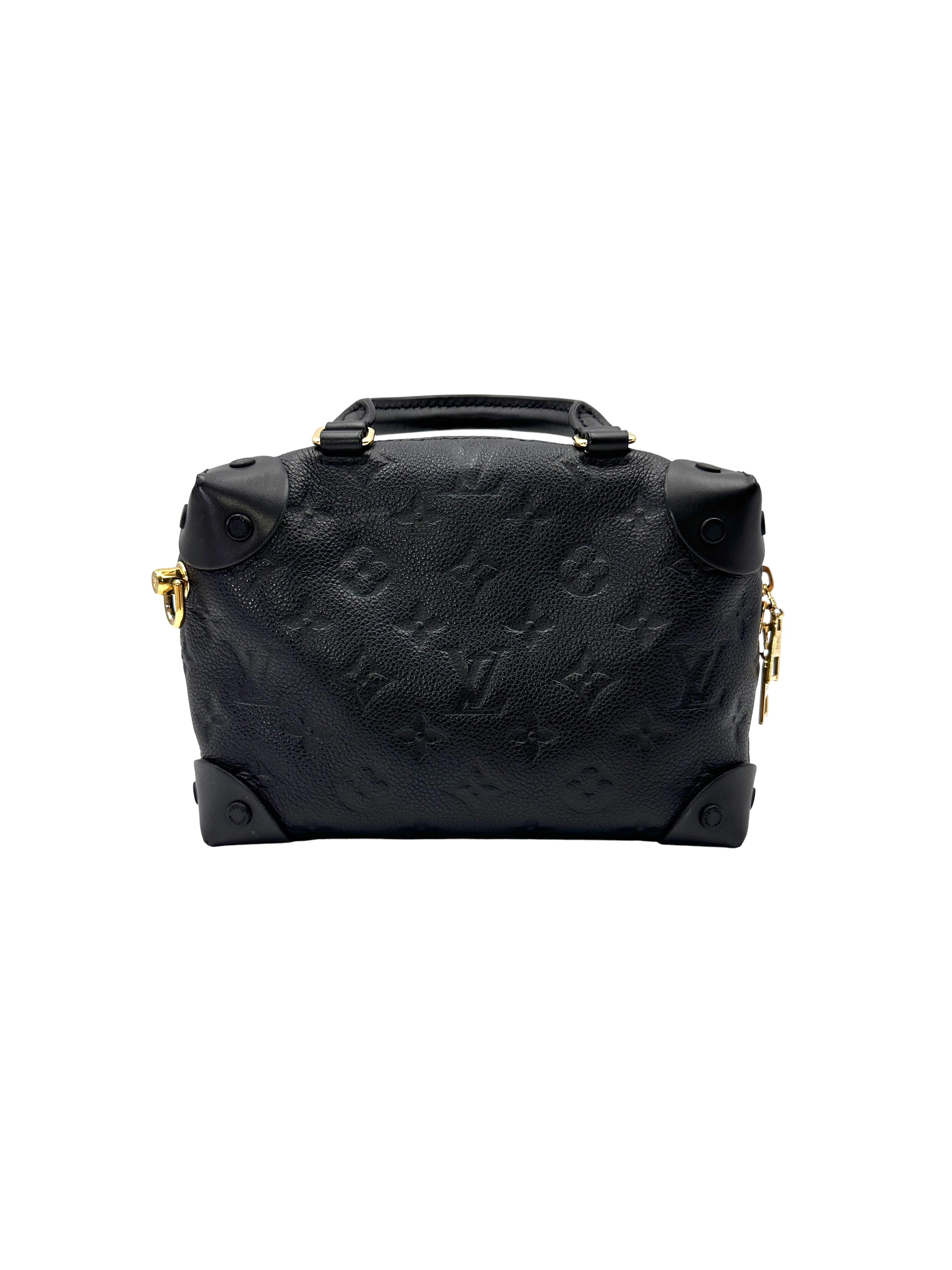 Louis Vuitton Petite Malle Souple Black Monogram Empreinte Handle Bag LV3038