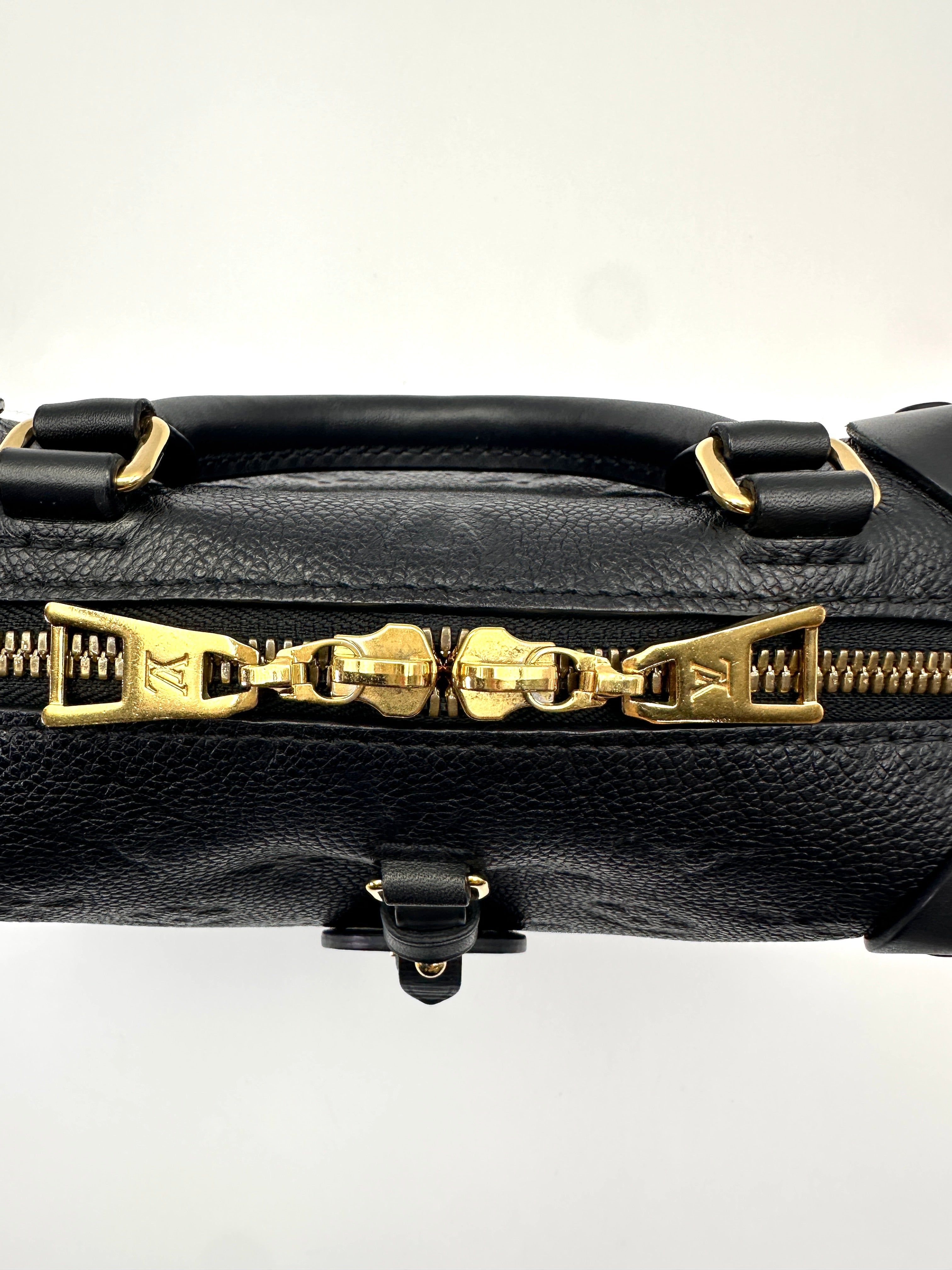 Louis Vuitton Petite Malle Souple Black Monogram Empreinte Handle Bag LV3038