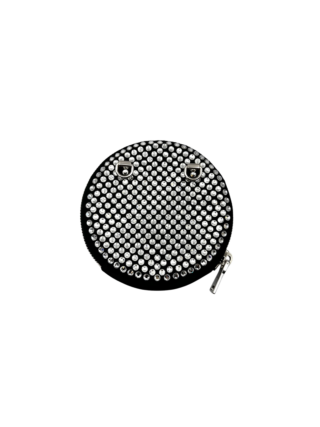 Prada Black Satin Crystal-Embellished Round Clutch PR488
