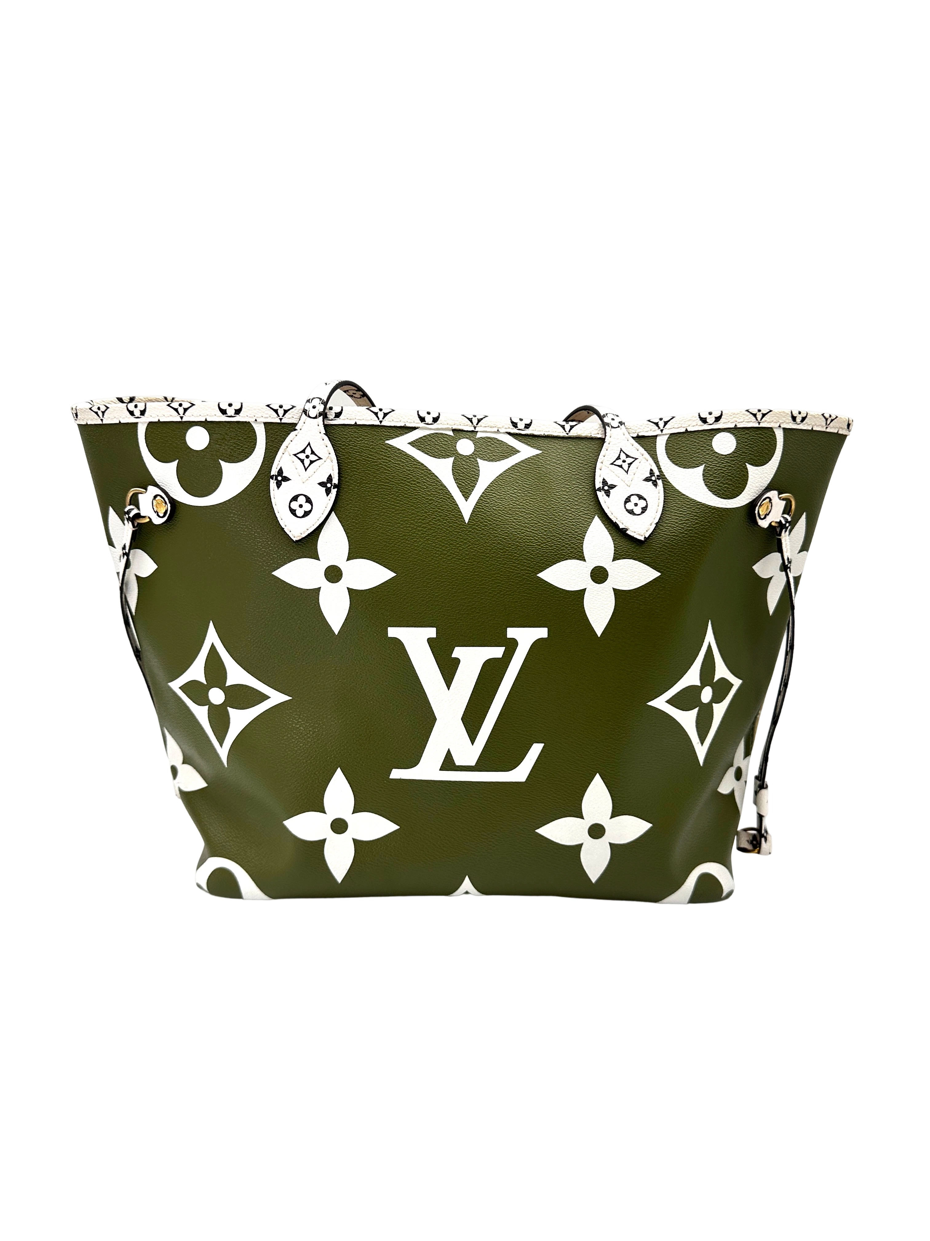 Louis Vuitton Neverfull MM Green/White Giant Monogram Handle Bag LV3039