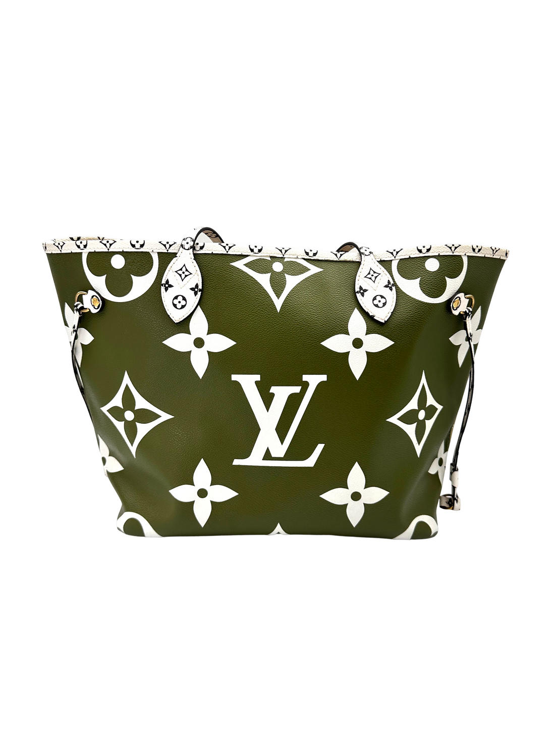 Louis Vuitton Neverfull MM Green/White Giant Monogram Handle Bag LV3039