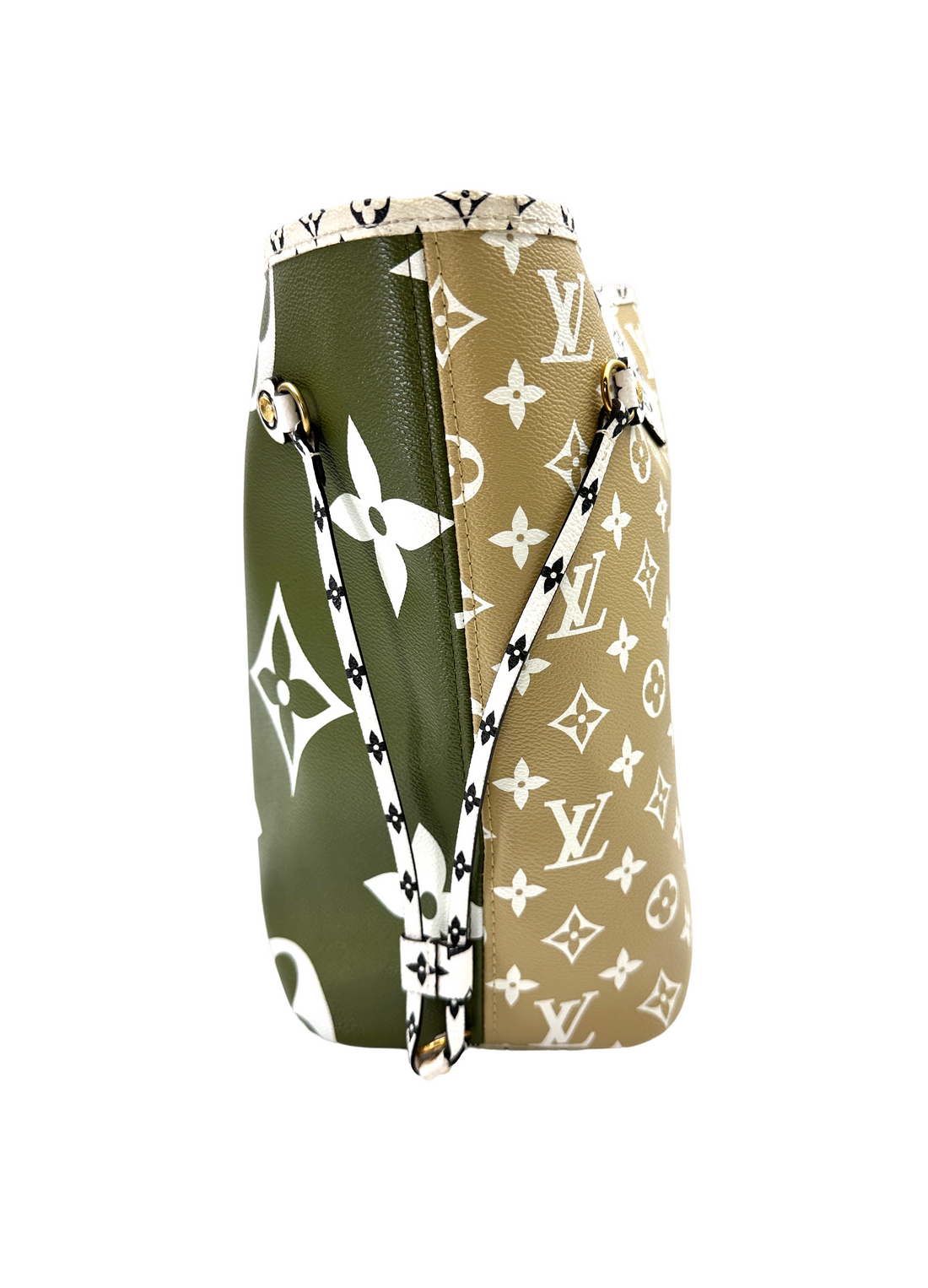 Louis Vuitton Neverfull MM Green/White Giant Monogram Handle Bag LV3039