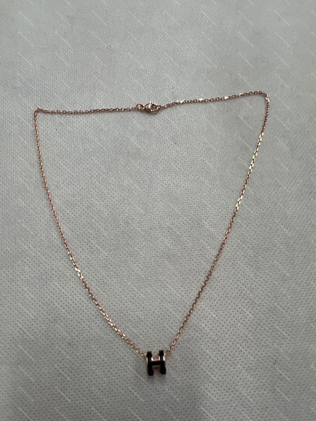 Hermes Mini Pop H Necklace,Gold-Plated Chain/Black "H" HMN04