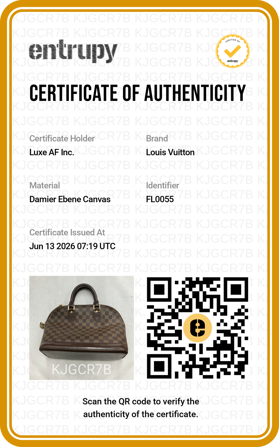 Louis Vuitton Alma Damier Ebene Handle Bag LV3134