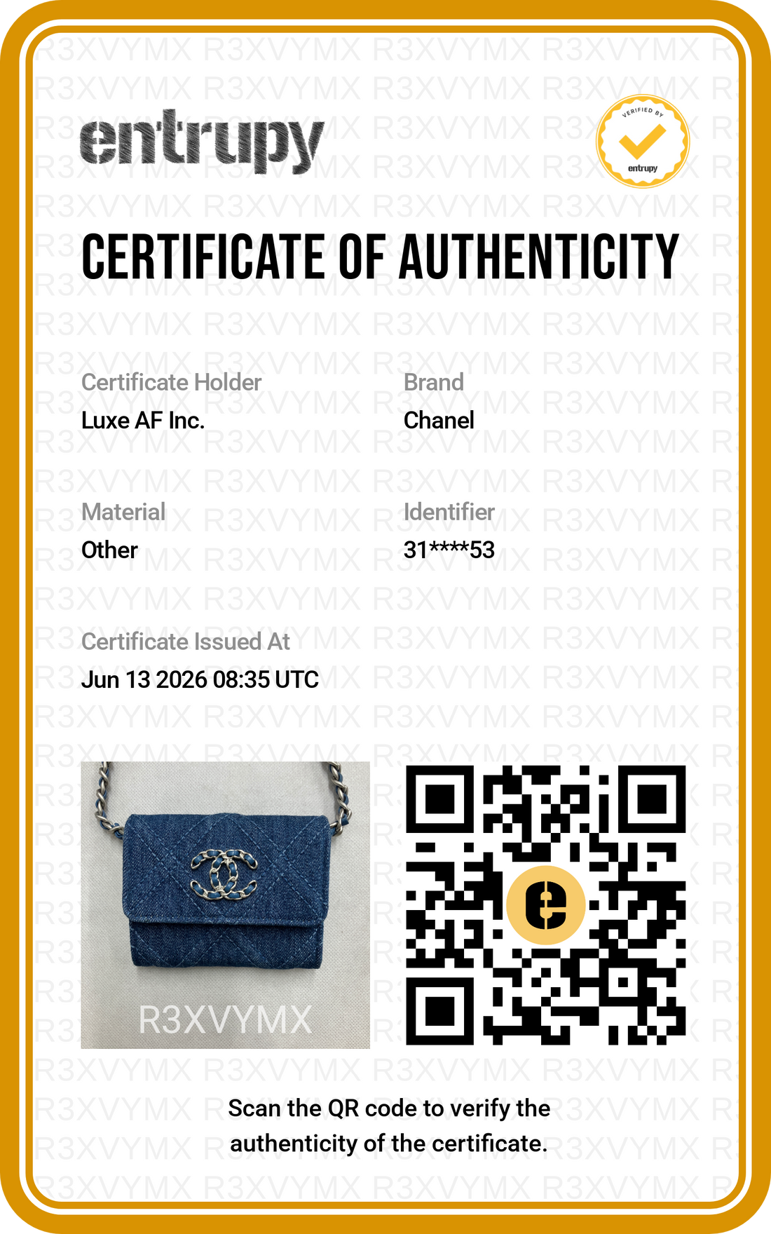 Chanel 19 Blue Denim Quilted Leather Wallet On Chain(31***53) CC2180