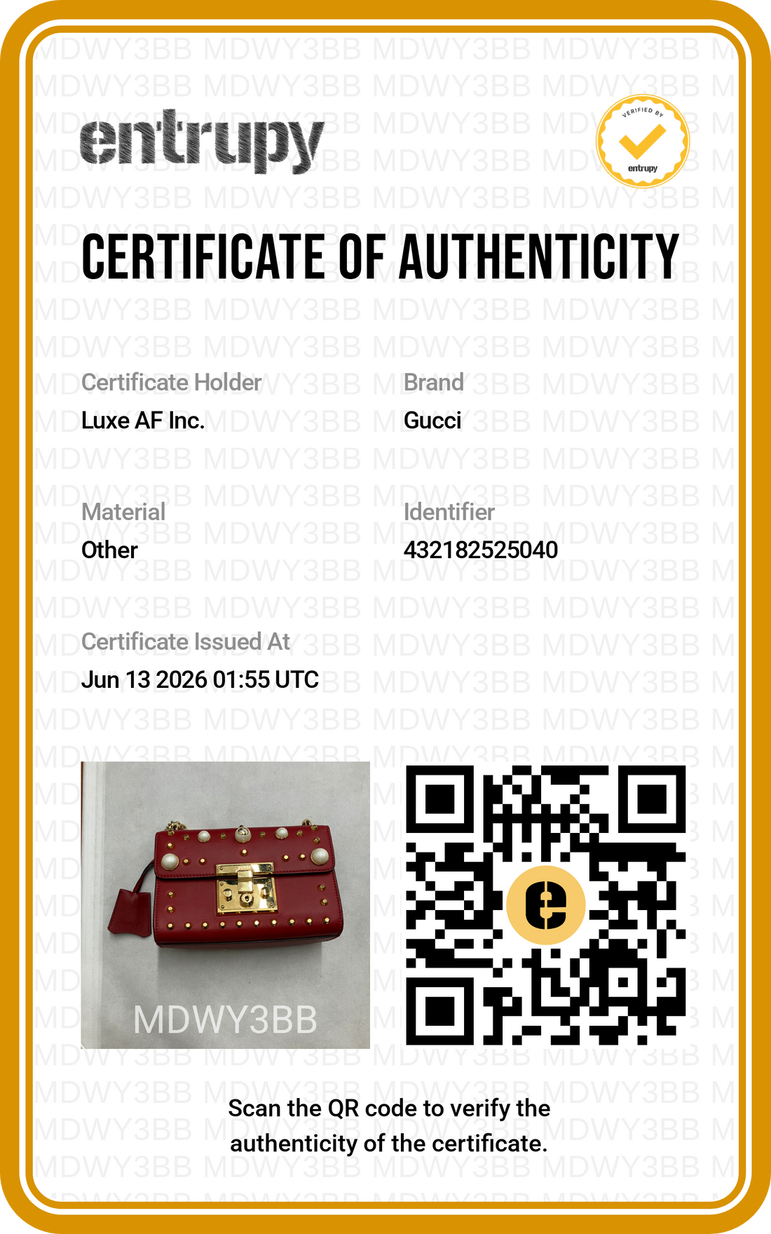 Gucci Padlock Red Pearl Studded Leather Chain Bag With Gold Hardware GG1322