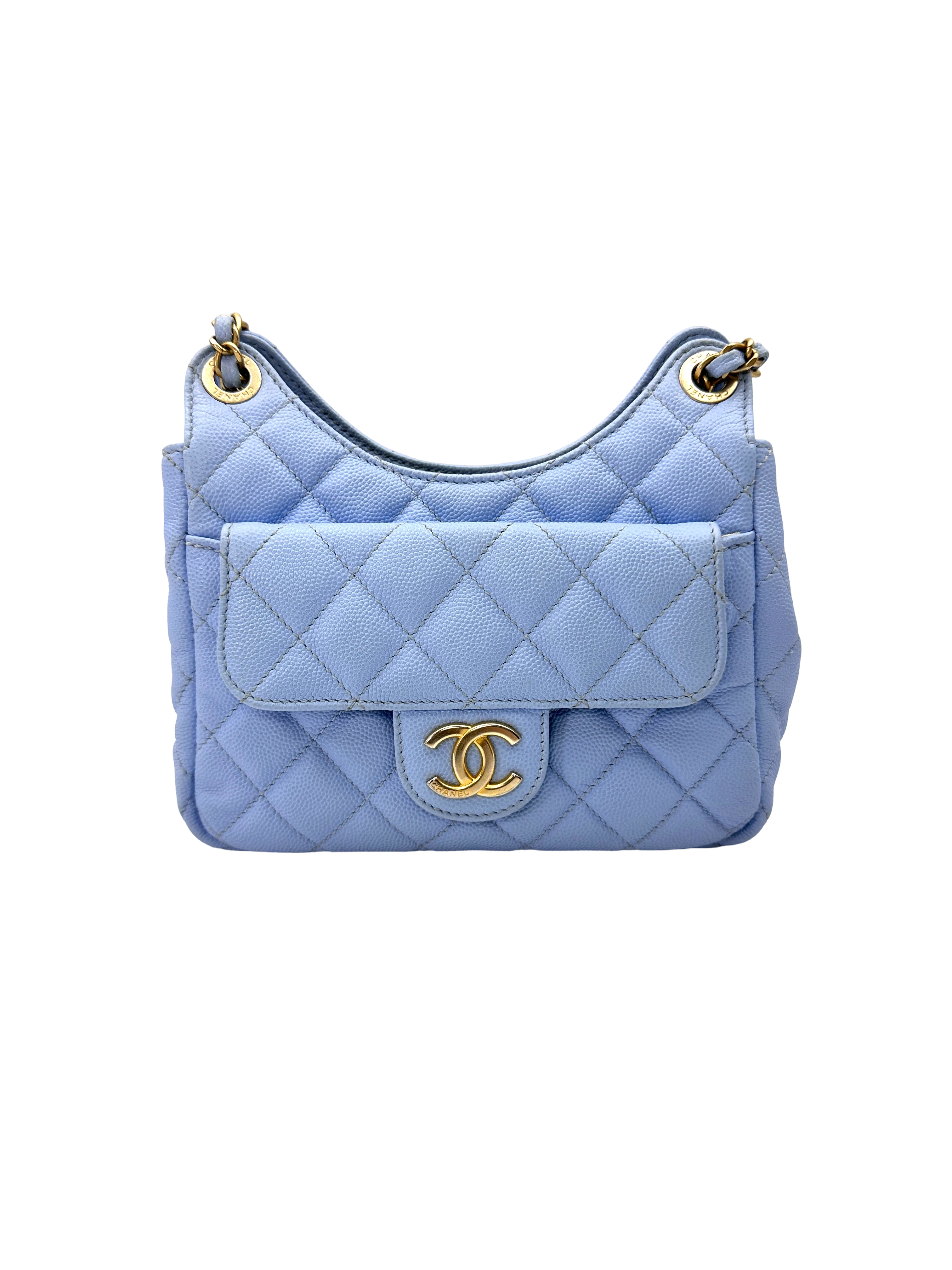 Chanel 23P Light Blue Quilted Leather Hobo Bag(TK***A8) IRIS245