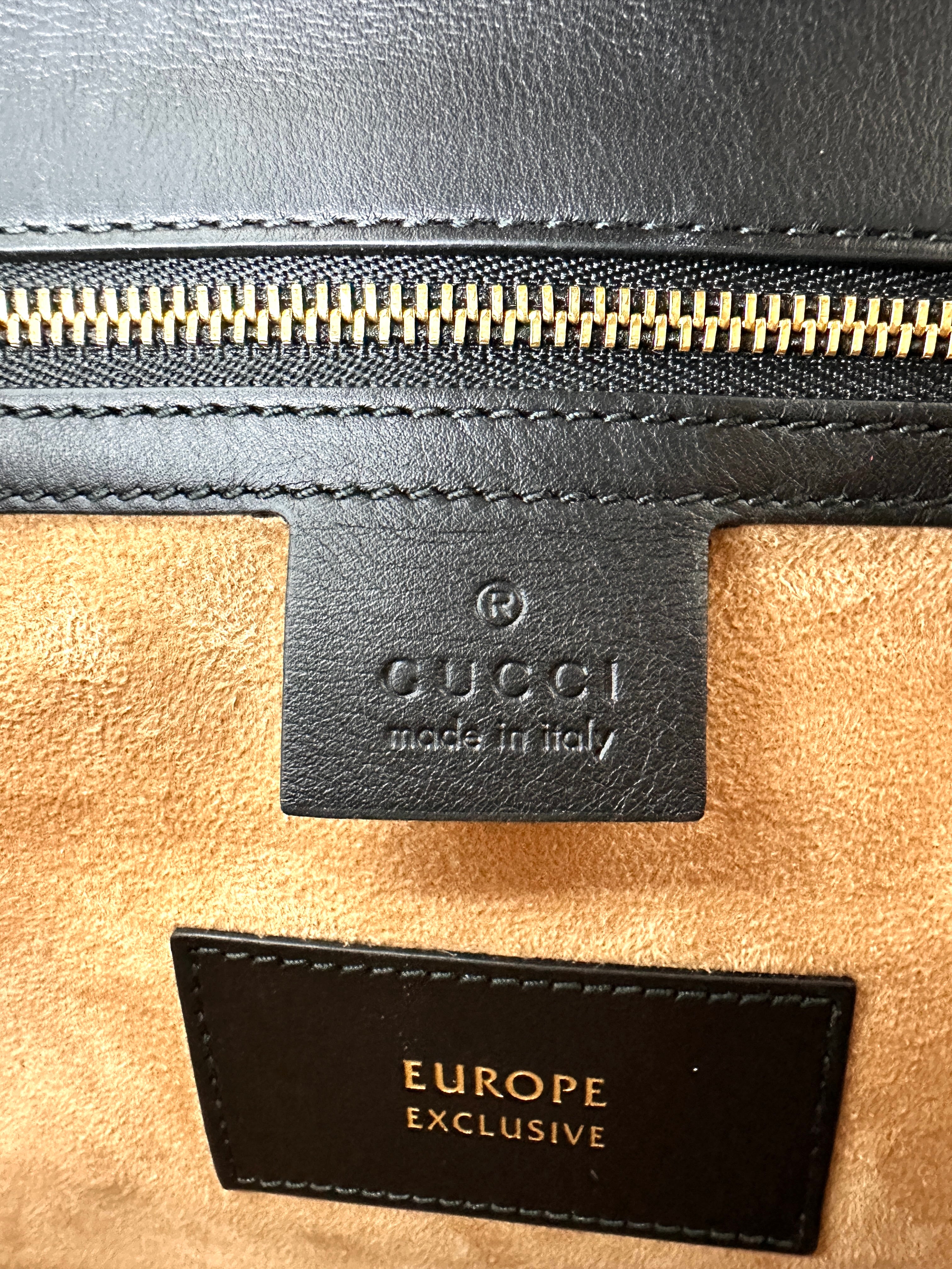 Gucci Sylvie Green Python Leather Large Size Handle Bag GG1331