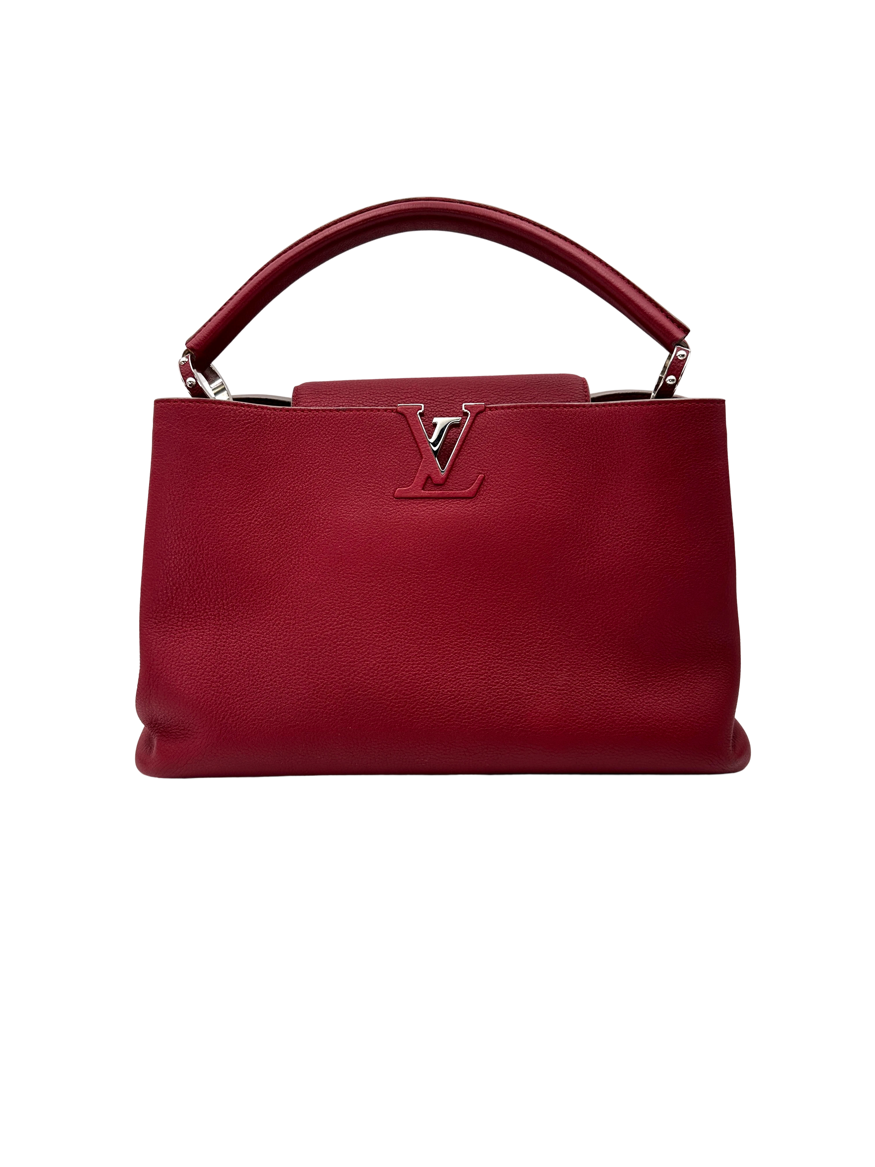 Louis Vuitton Capucines Red Taurillon Leather Handle Bag LV3047