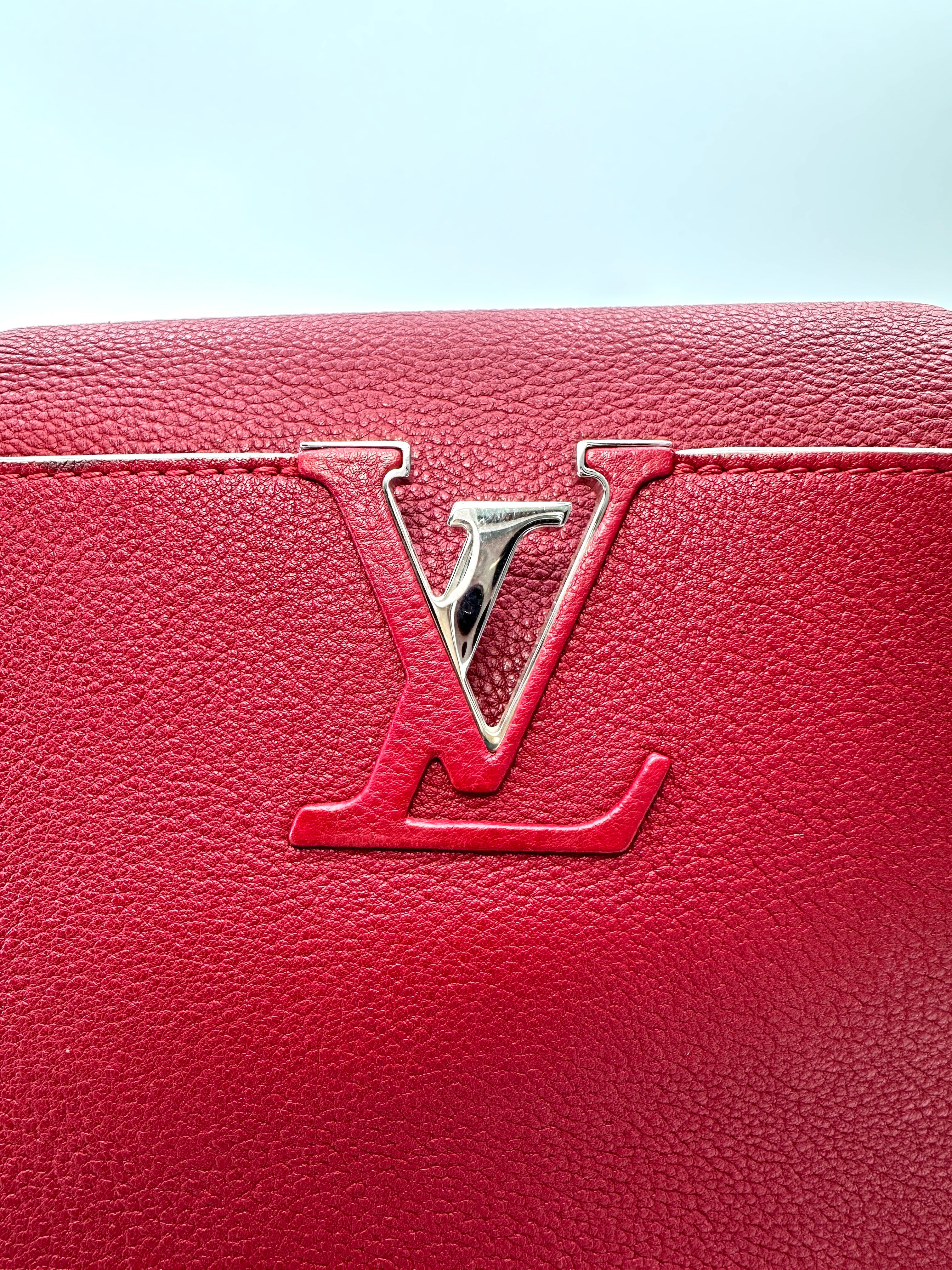 Louis Vuitton Capucines Red Taurillon Leather Handle Bag LV3047