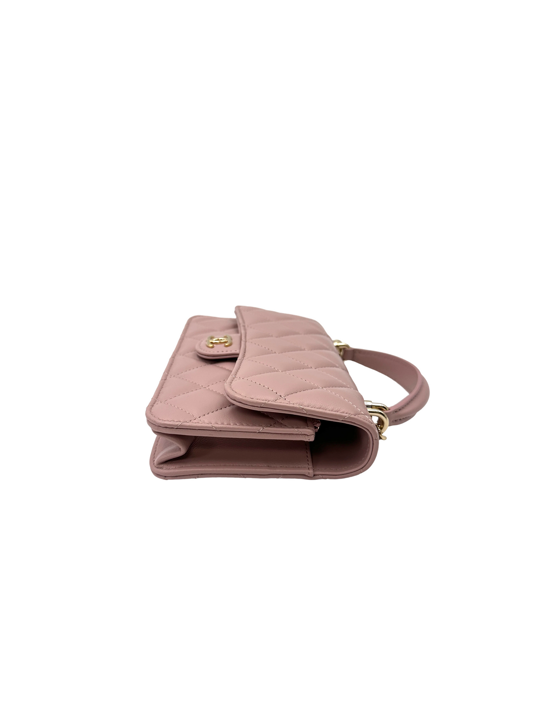 Chanel Classic Flap Pink Quilted Lambskin Top Handle Shoulder Bag(XU***XC) IRIS247
