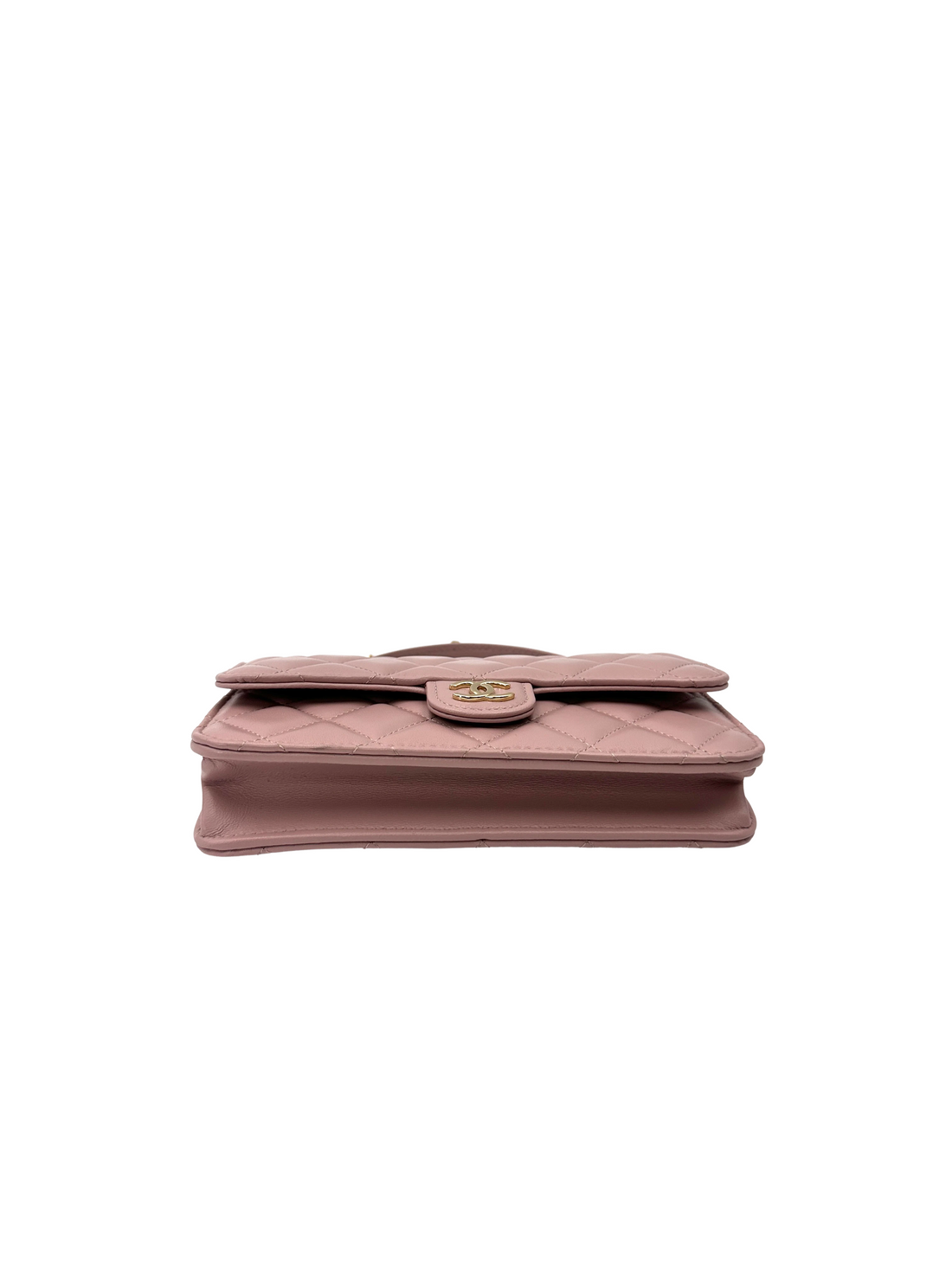 Chanel Classic Flap Pink Quilted Lambskin Top Handle Shoulder Bag(XU***XC) IRIS247