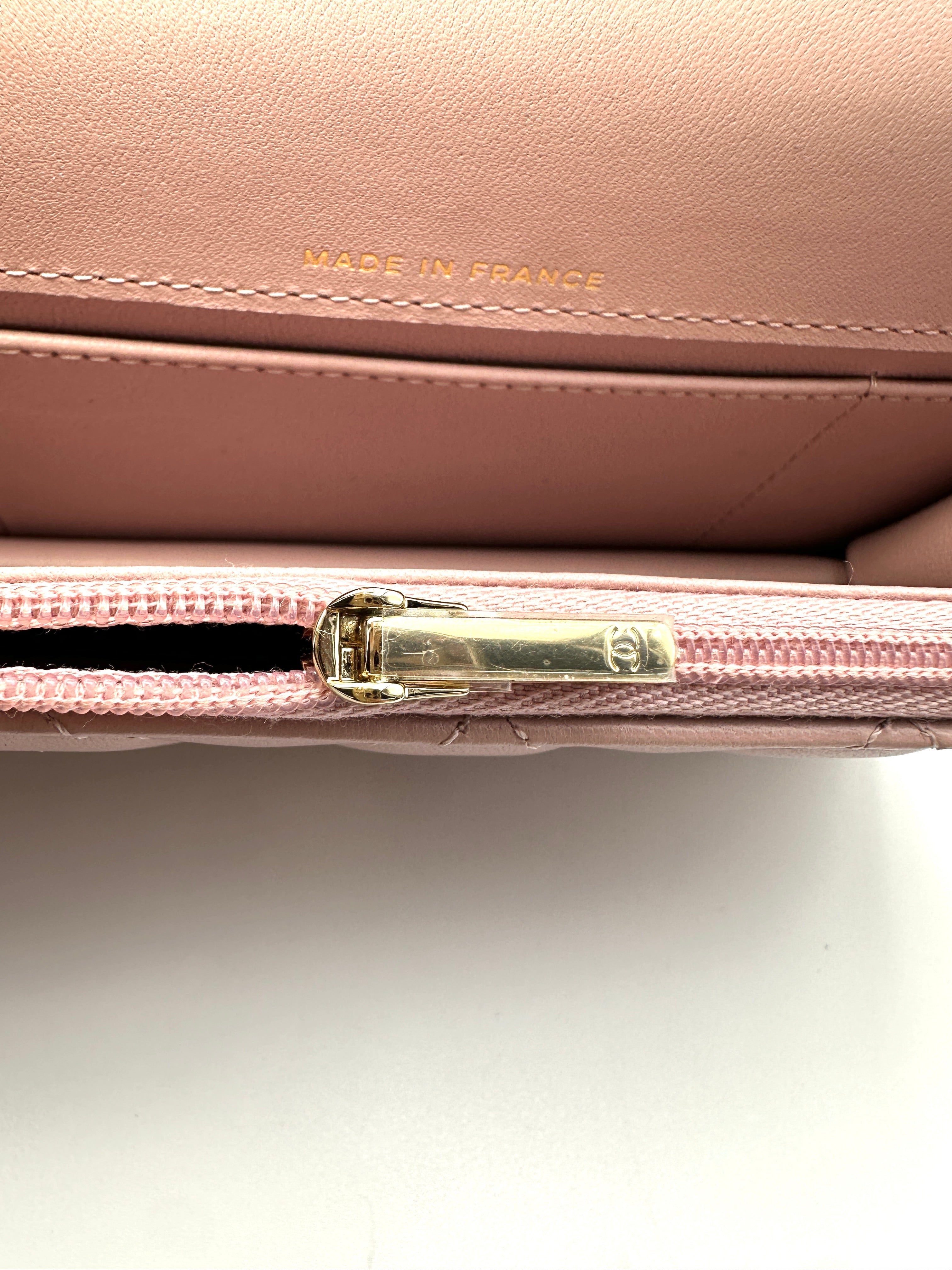 Chanel Classic Flap Pink Quilted Lambskin Top Handle Shoulder Bag(XU***XC) IRIS247