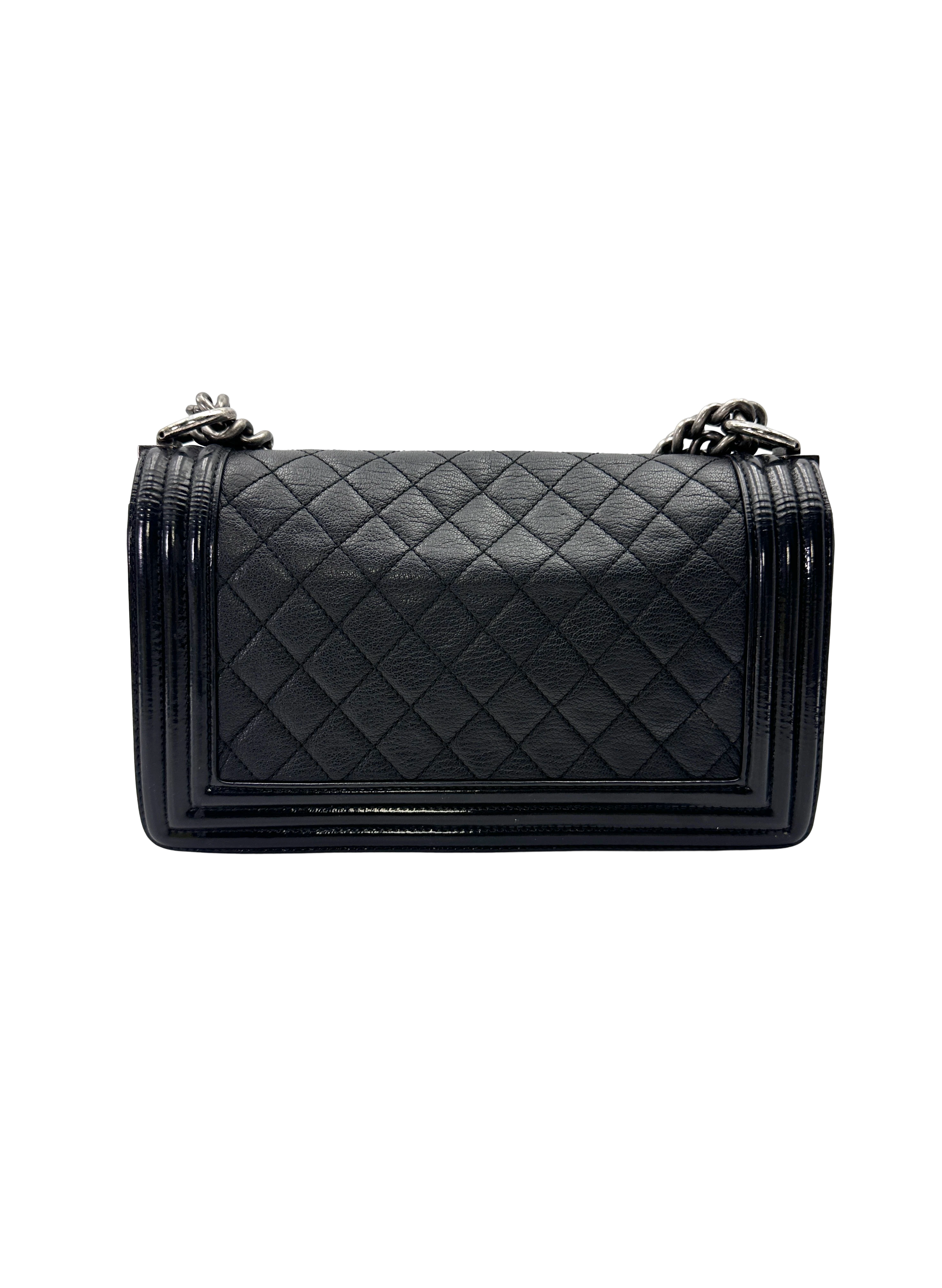 Chanel LeBoy Black Quilted Leather Flap Bag With Silver Buckle(21***28) CC2183