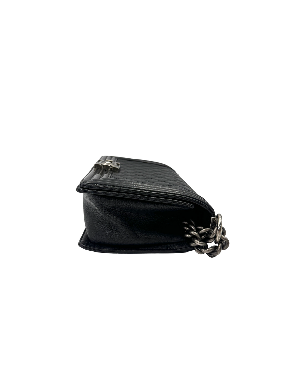 Chanel LeBoy Black Quilted Leather Flap Bag With Silver Buckle(21***28) CC2183
