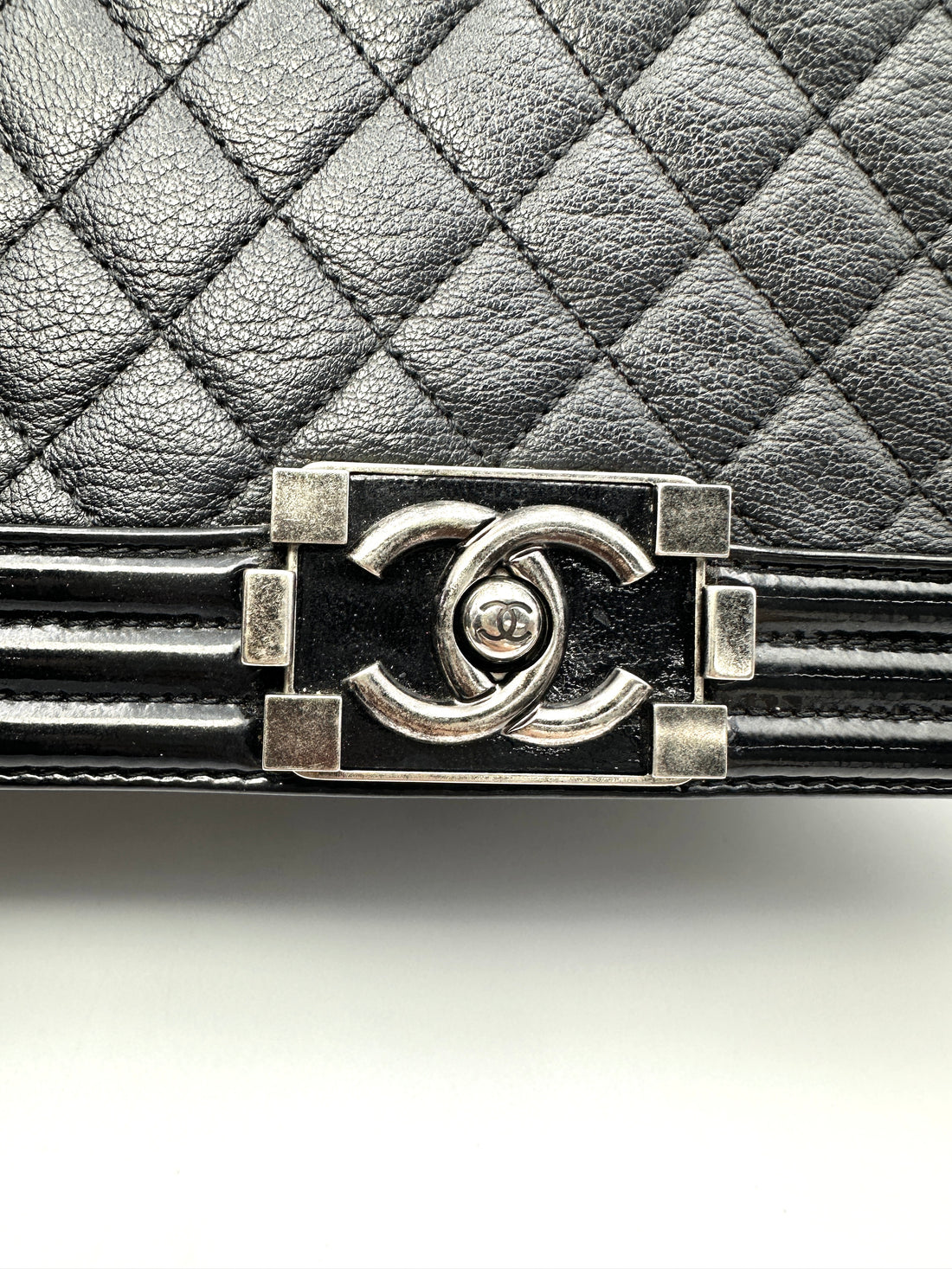 Chanel LeBoy Black Quilted Leather Flap Bag With Silver Buckle(21***28) CC2183
