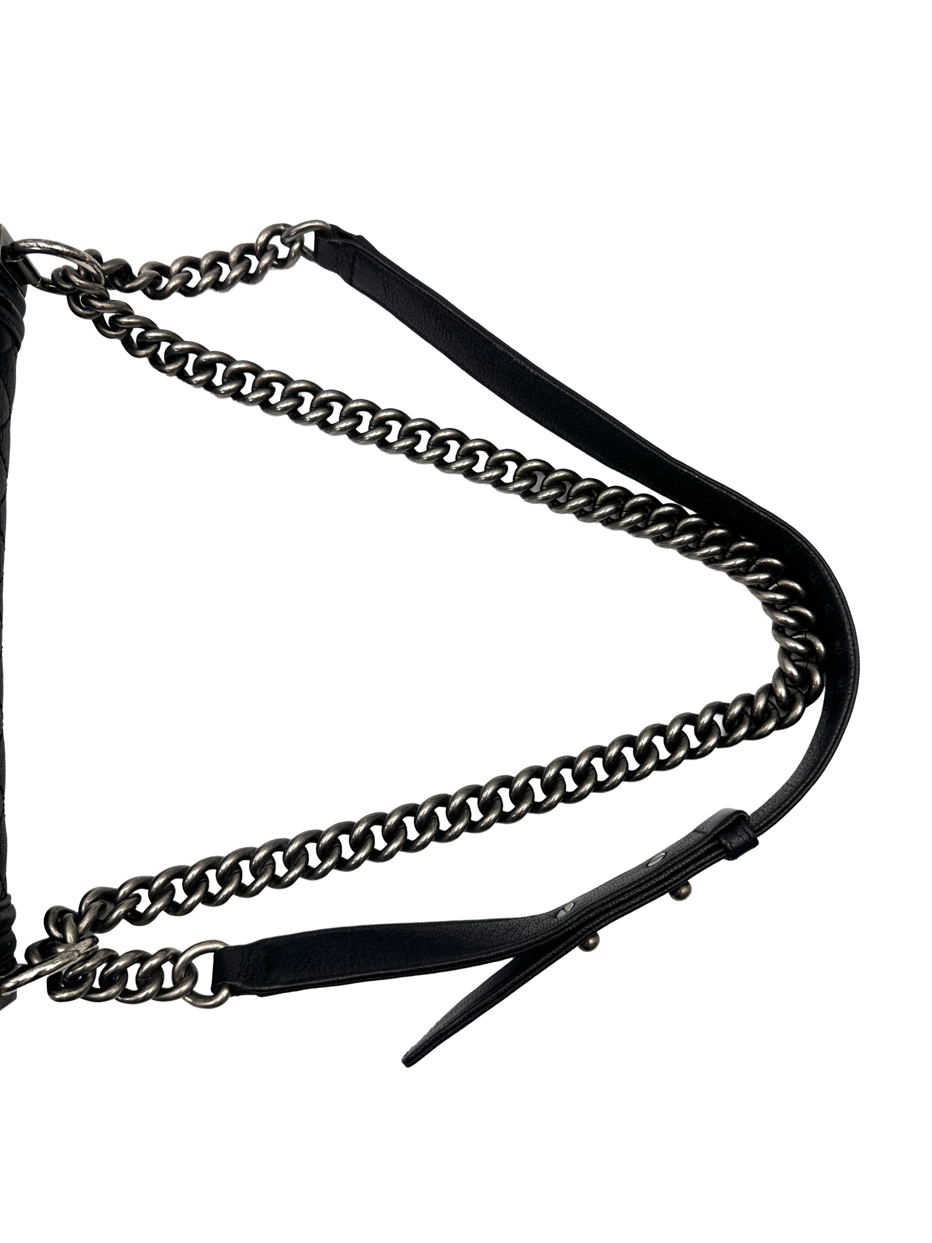 Chanel LeBoy Black Quilted Leather Flap Bag With Silver Buckle(21***28) CC2183