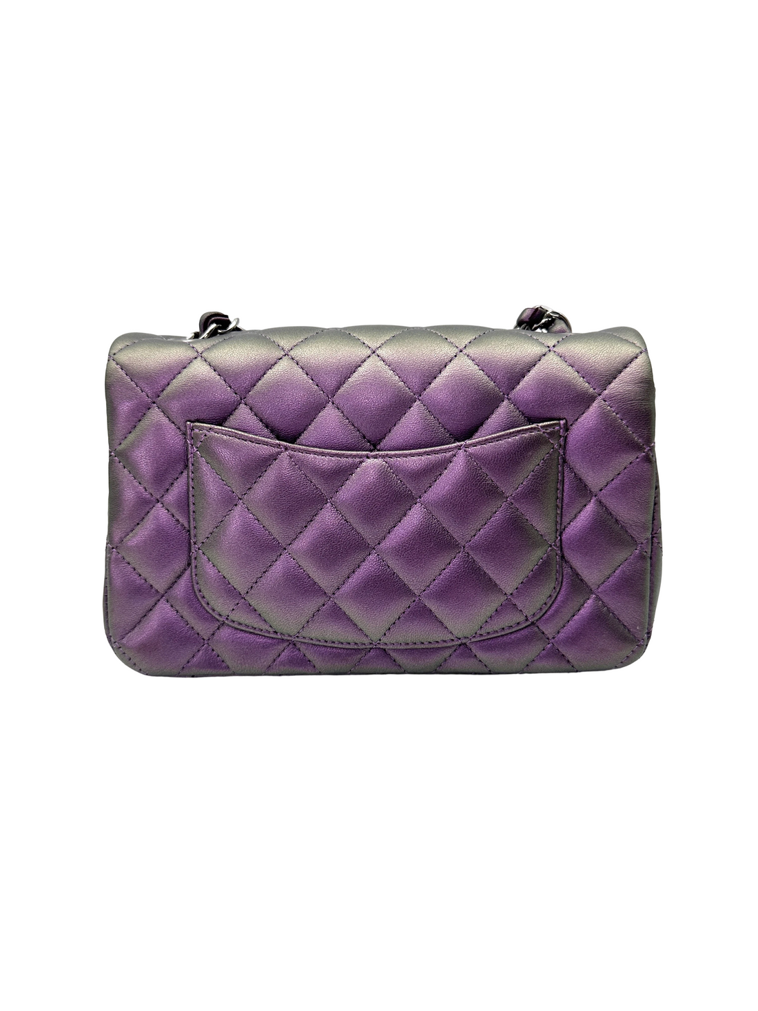 Chanel Classic Flap Iridescent Purple Quilted Leather Shoulder Bag With Silver Buckle(24***29) IRIS246